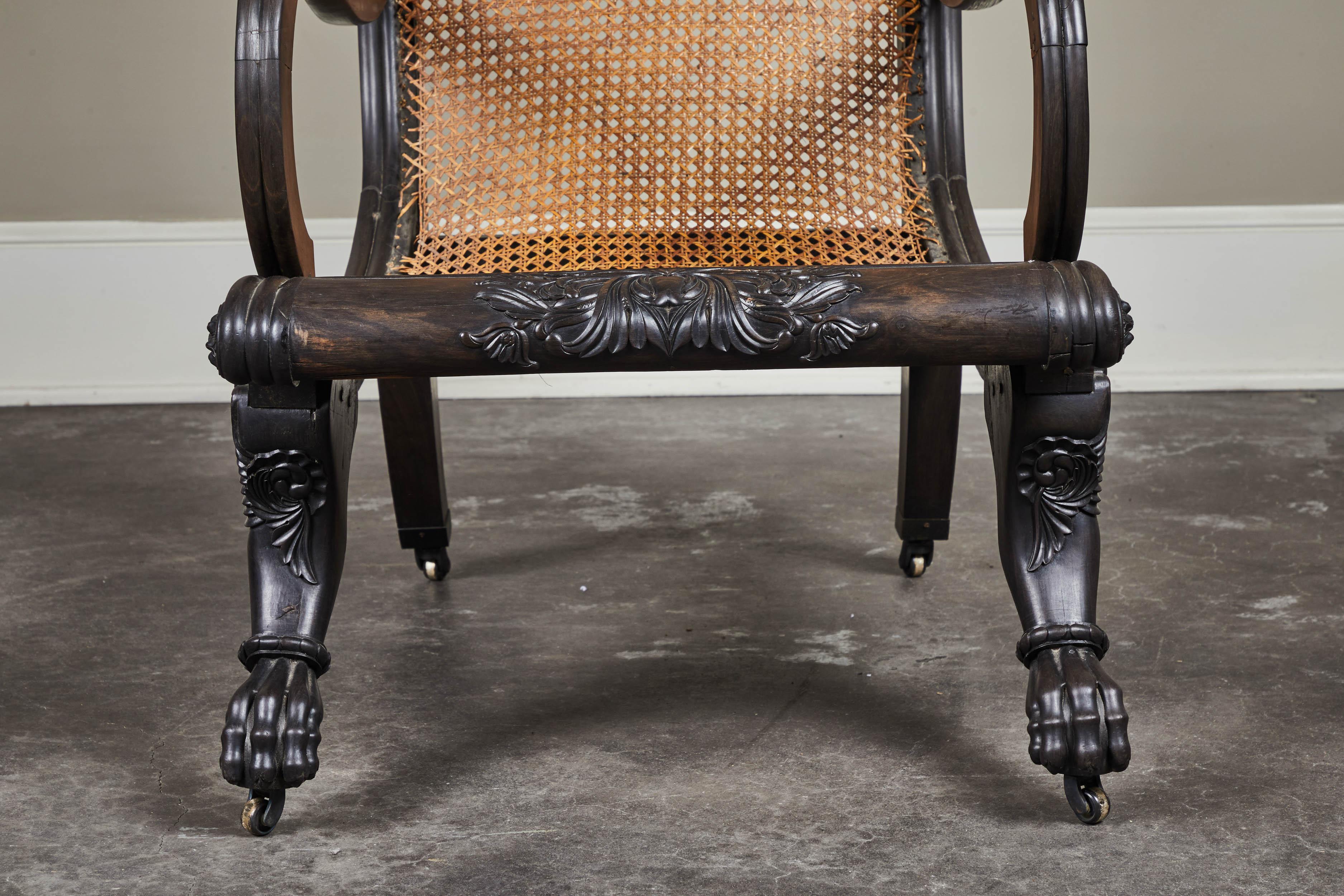 19th Century British Colonial/Regency Ebony Chair For Sale 3