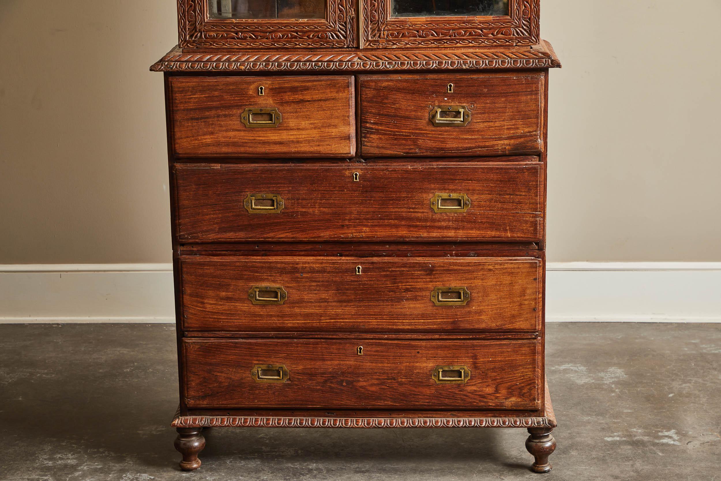 19th Century British Colonial Rosewood Display Cabinet For Sale 5