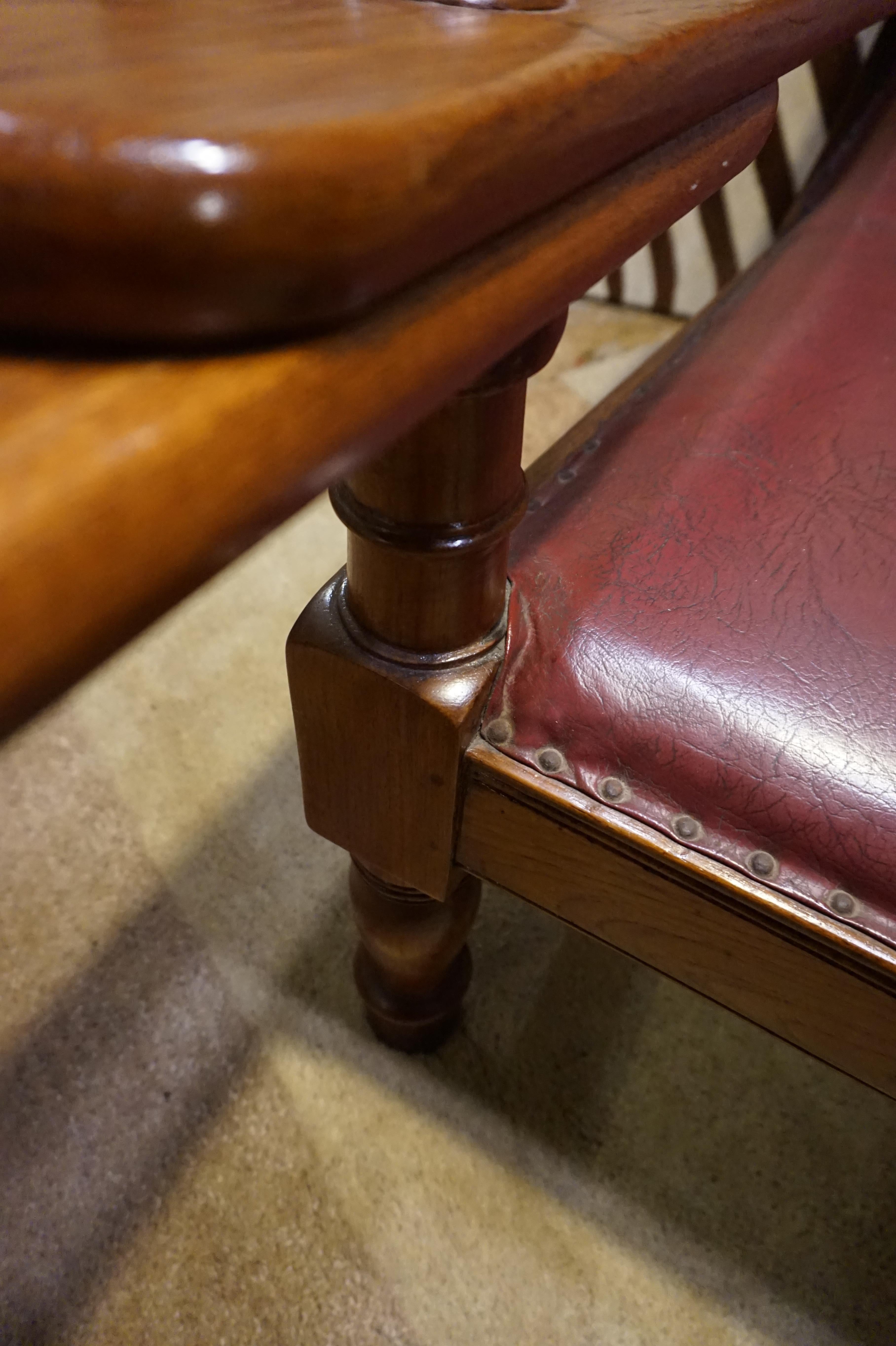 19th Century British Colonial Tea Plantation Teak & Leather Lounge Chair For Sale 1