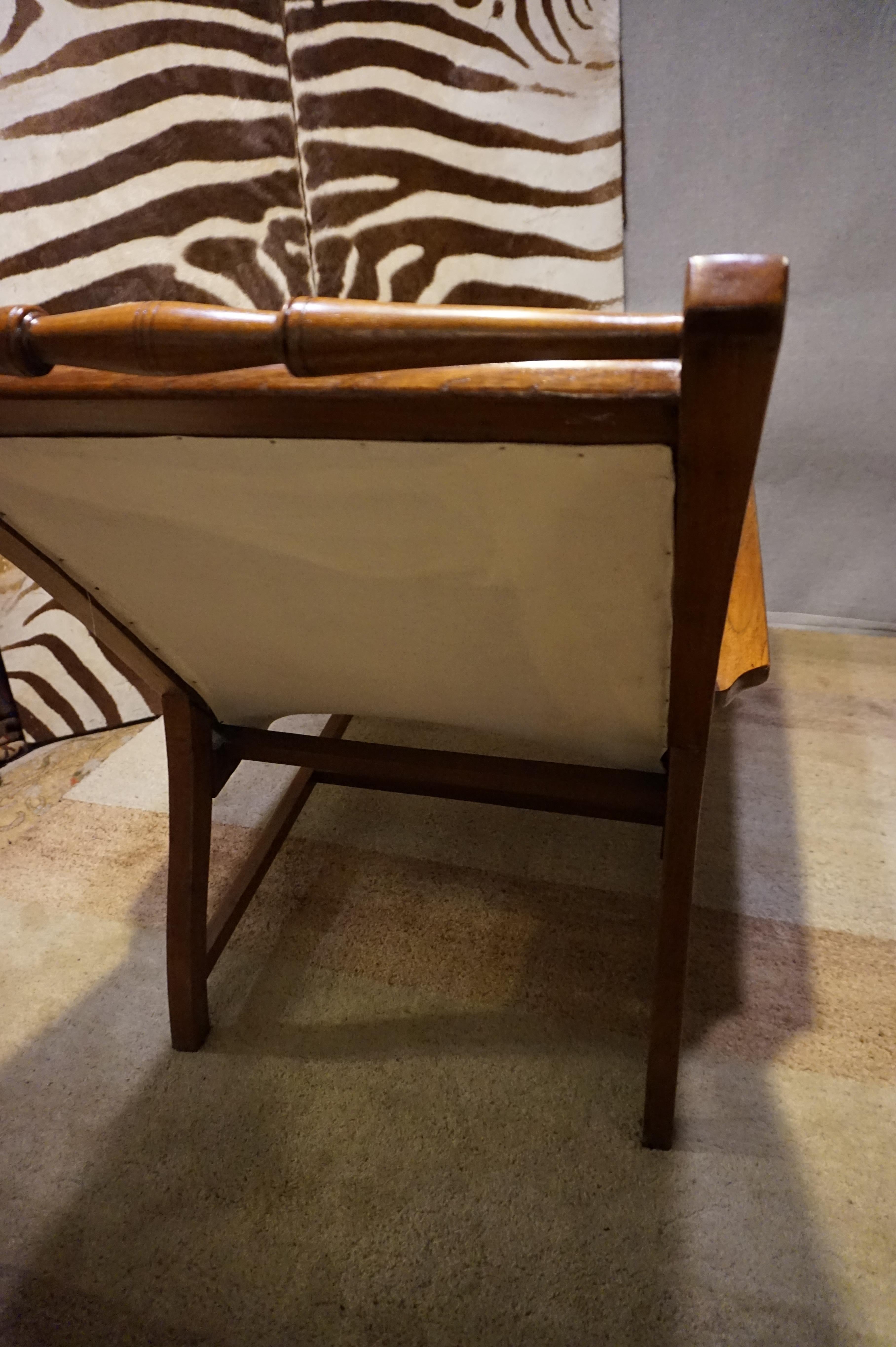 19th Century British Colonial Tea Plantation Teak & Leather Lounge Chair For Sale 10