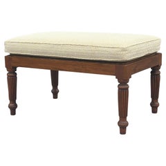 19th Century British Colonial Teak & Woven Rattan Stool