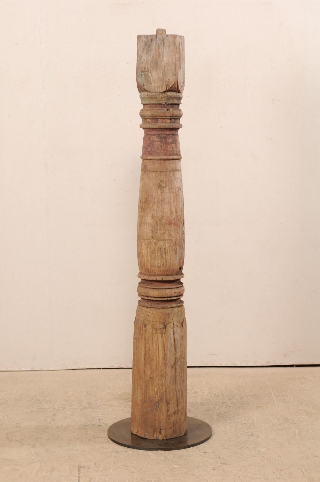 Carved 19th Century British Colonial Wood Column