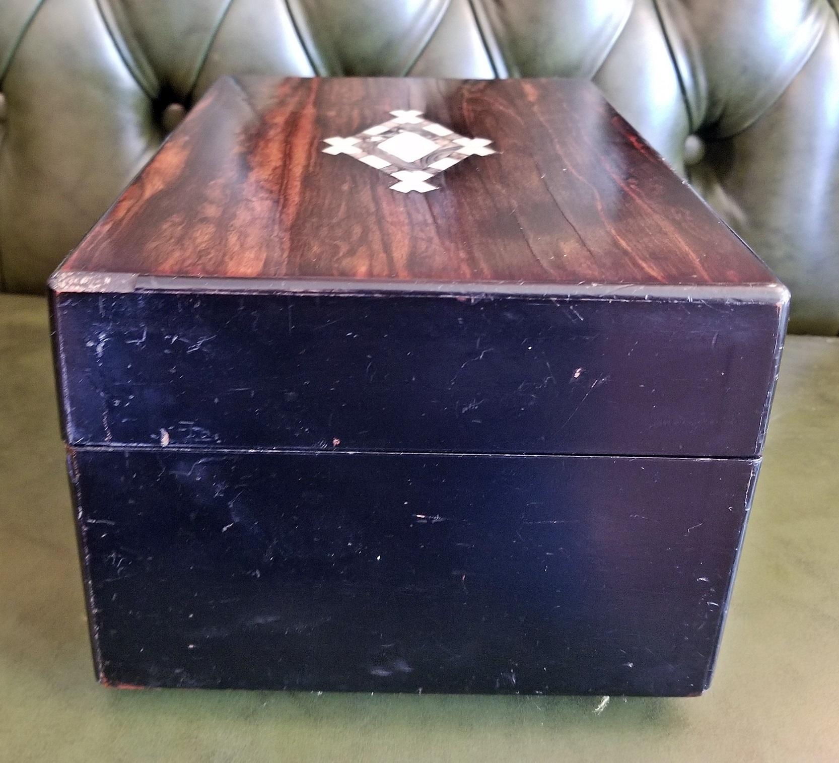 19th Century British Coromandel and Inlaid Dressing Table Box 1