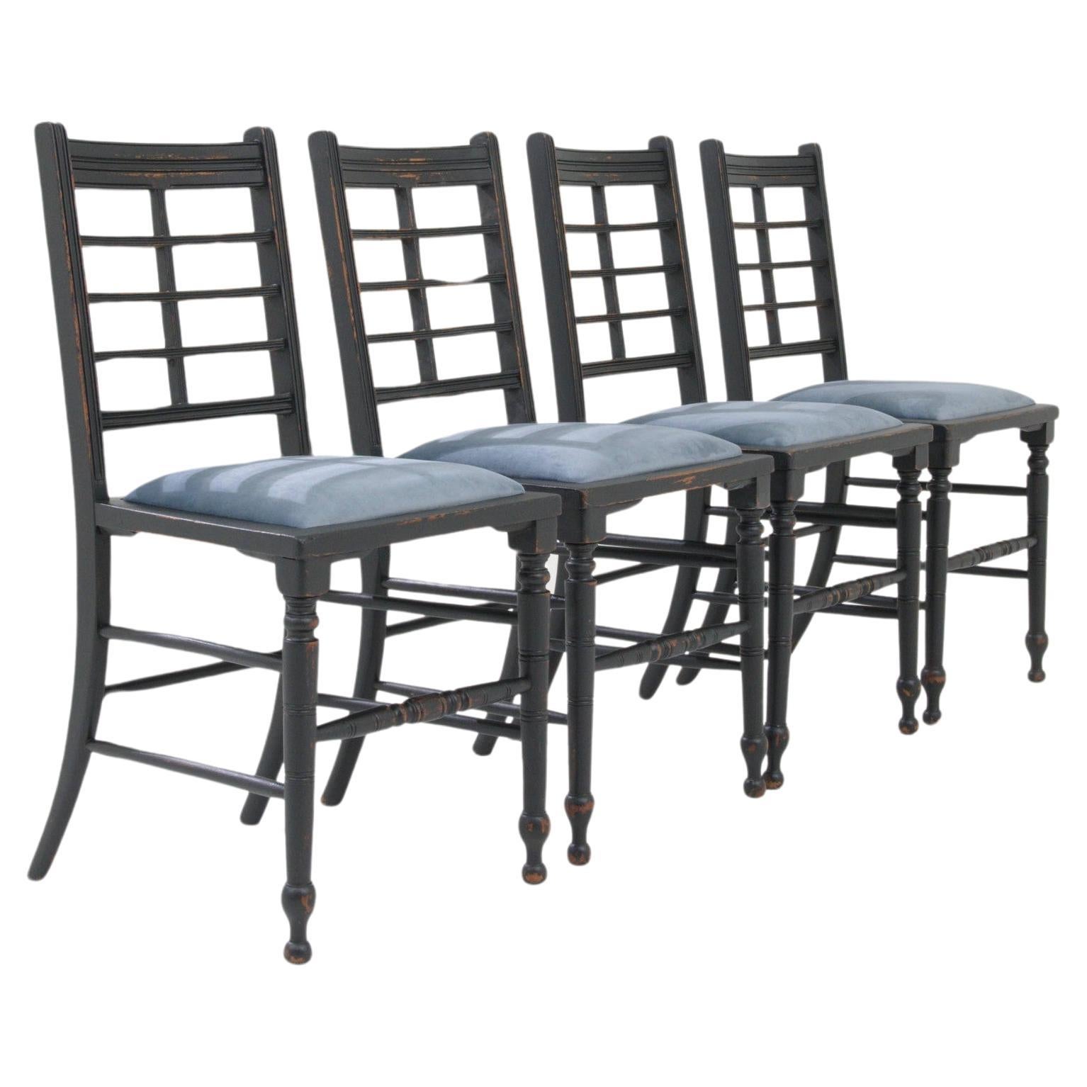 19th Century British Dining Chairs, Set of Four