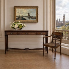 Fauteuil édouardien britannique du XIXe siècle, en acajou, sculpté à la main