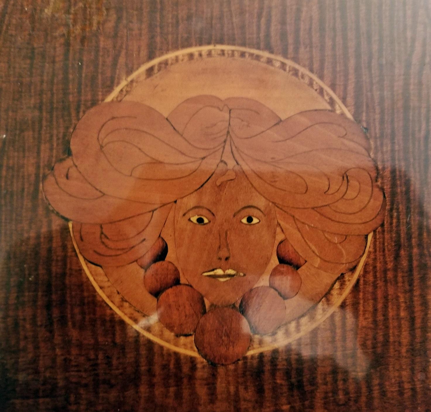 19th Century Art Nouveau British Marquetry Inlaid Serving Tray