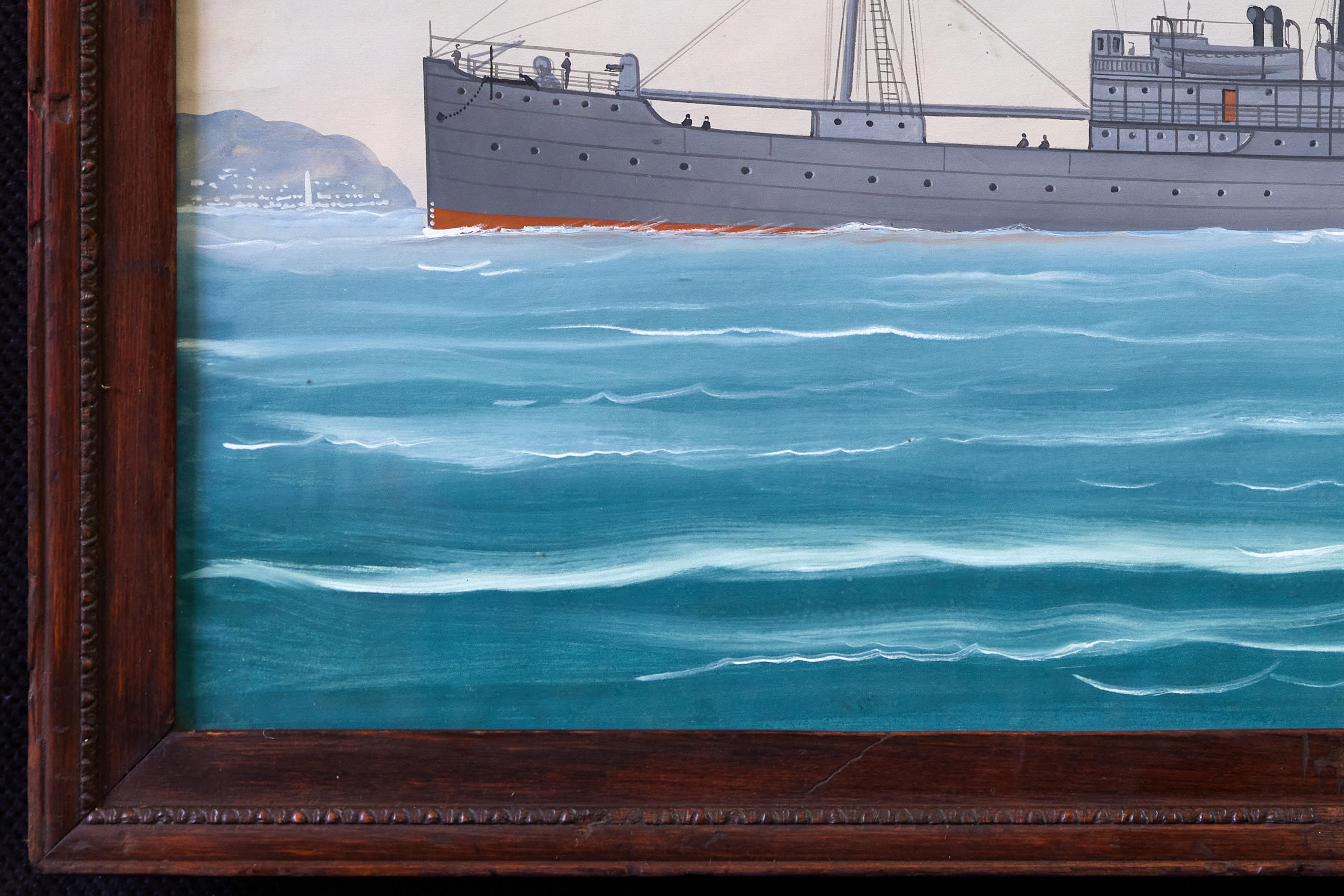19th Century British Merchant Steamship Painting In Good Condition For Sale In Atlanta, GA