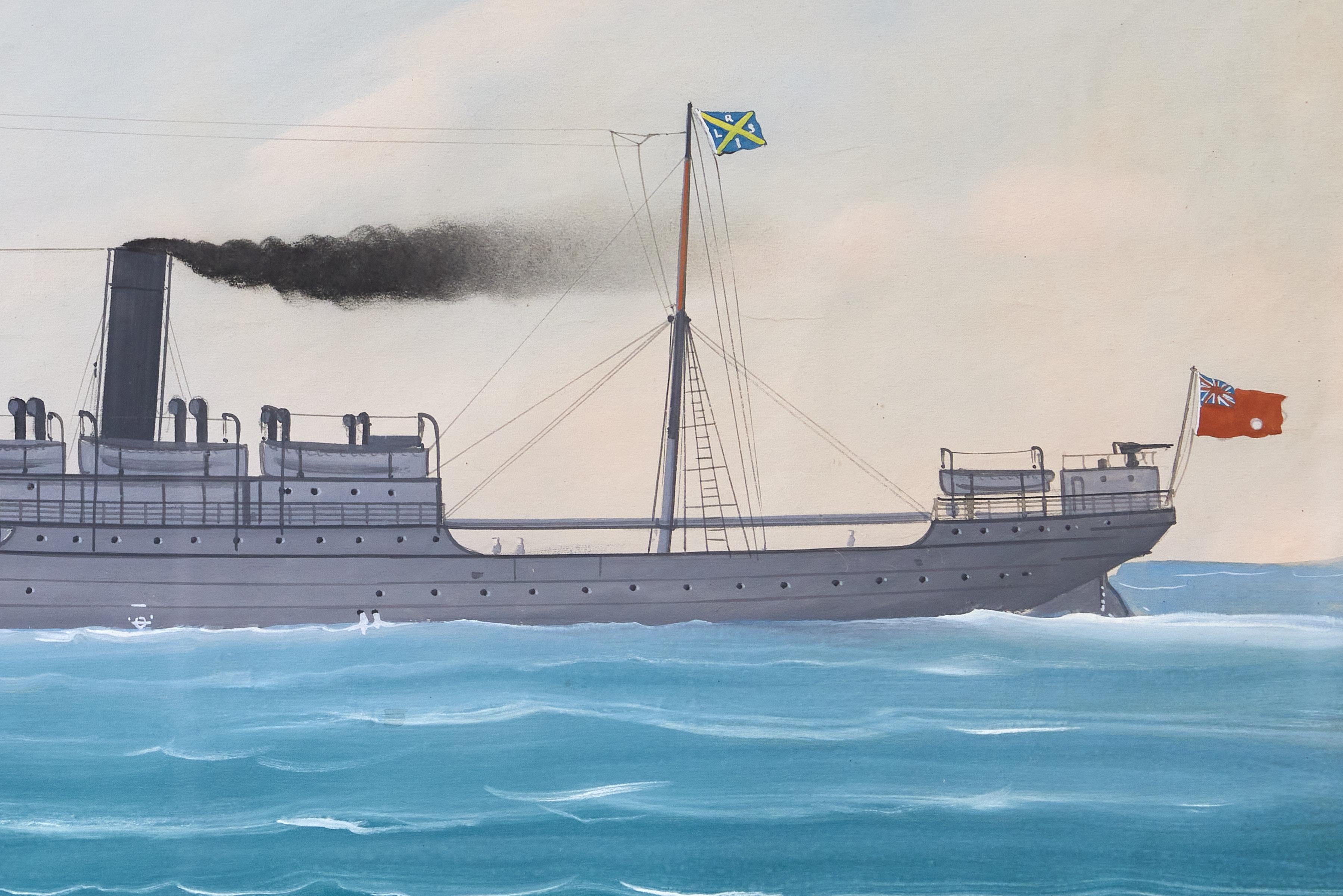 Britisches Handelsdampfschiff-Gemälde des 19. Jahrhunderts im Angebot 1