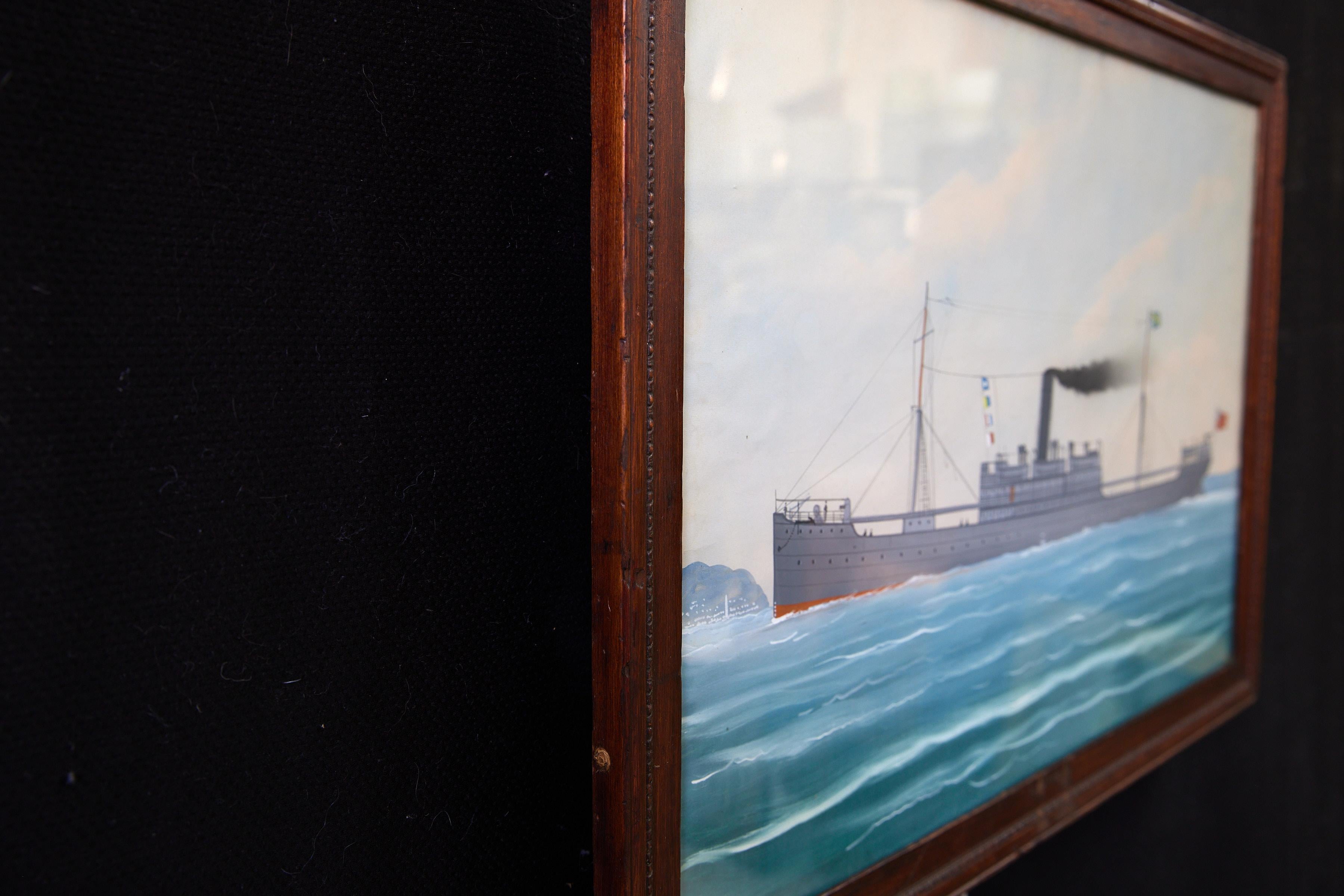 Britisches Handelsdampfschiff-Gemälde des 19. Jahrhunderts im Angebot 3