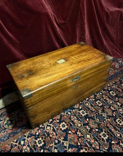19th Century British Military Campaign Camphor Wood Chest With Brass Hardware