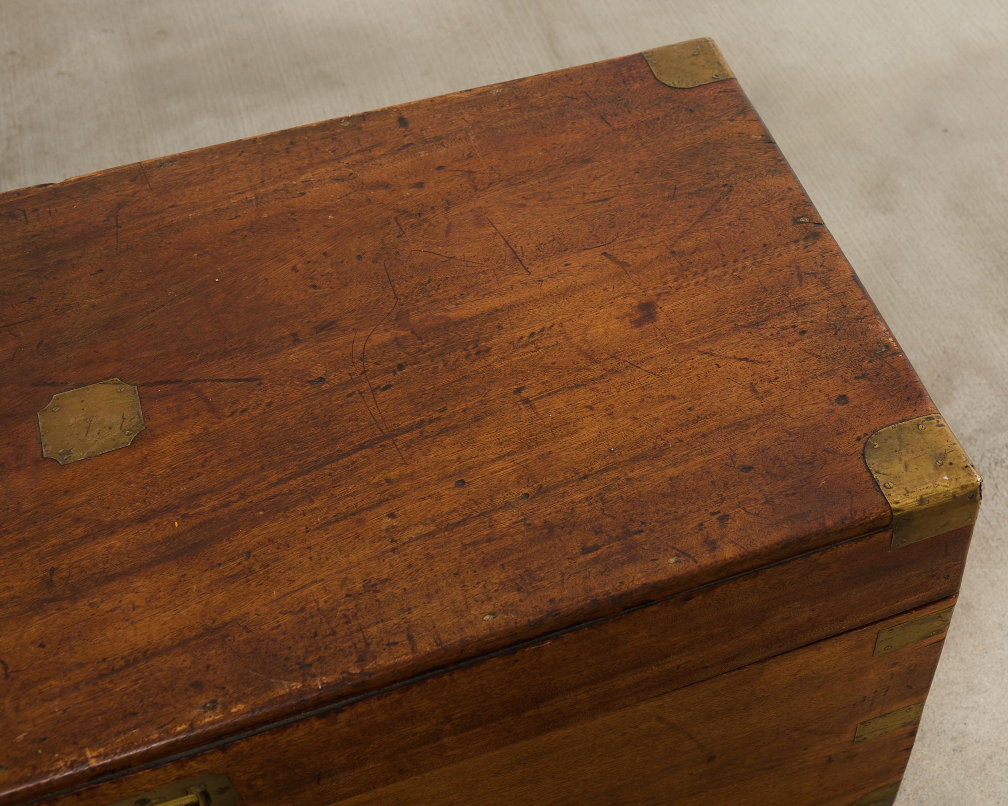19th Century British Officer's Camphor Wood Brass Campaign Trunk For Sale 5