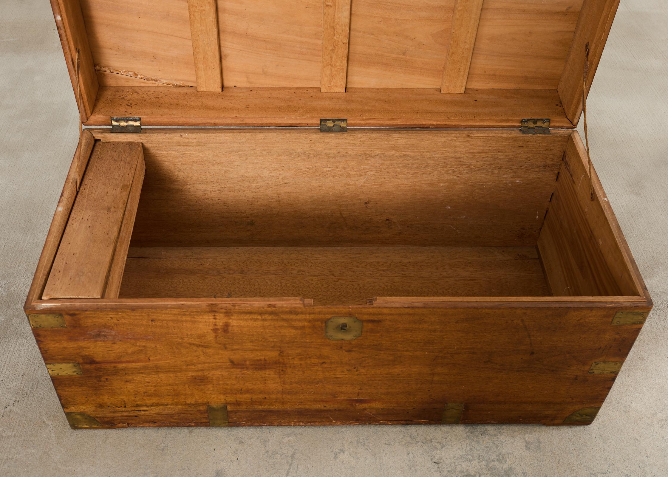 19th Century British Officer's Camphor Wood Brass Campaign Trunk For Sale 7