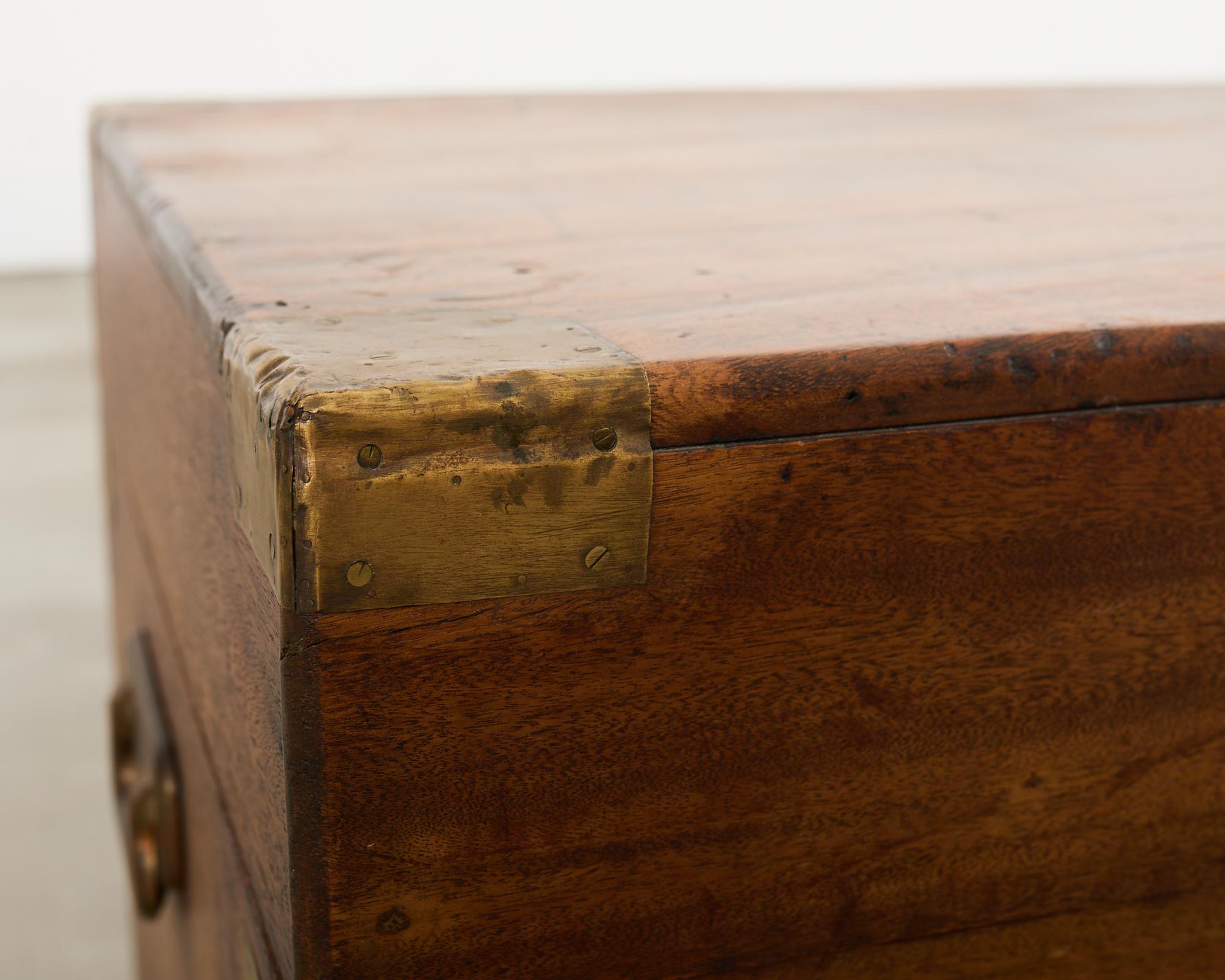 19th Century British Officer's Camphor Wood Brass Campaign Trunk For Sale 11