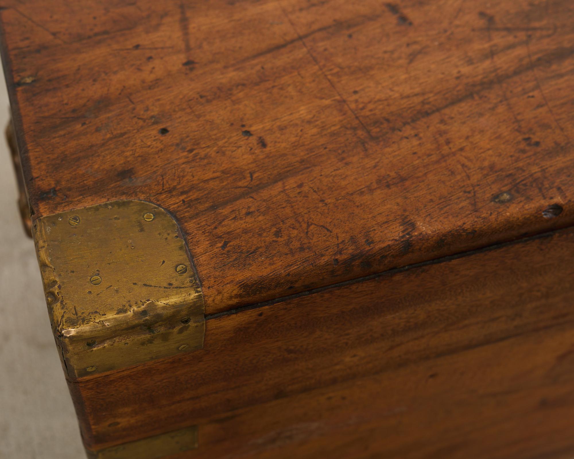 19th Century British Officer's Camphor Wood Brass Campaign Trunk For Sale 12