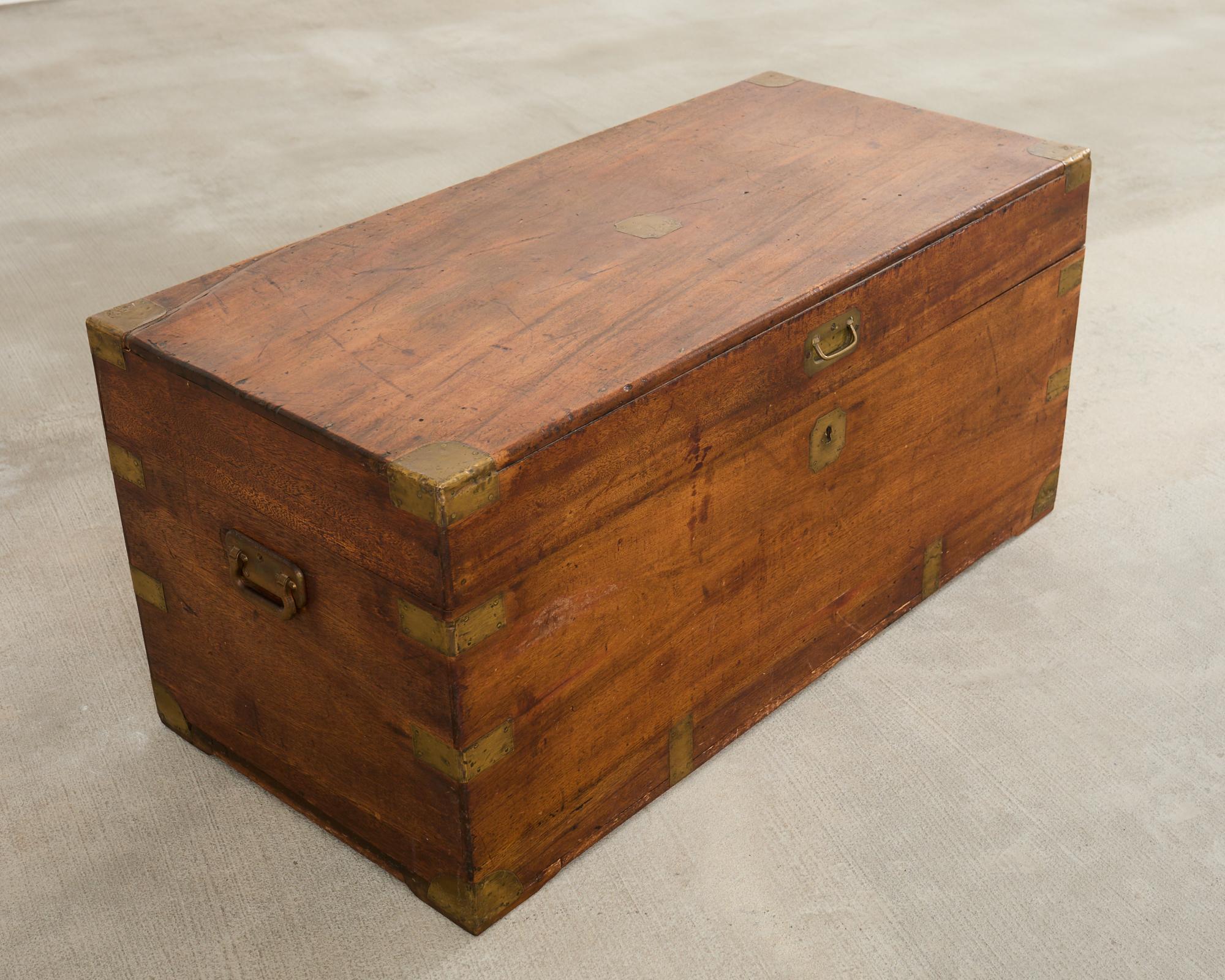19th Century British Officer's Camphor Wood Brass Campaign Trunk For Sale 13