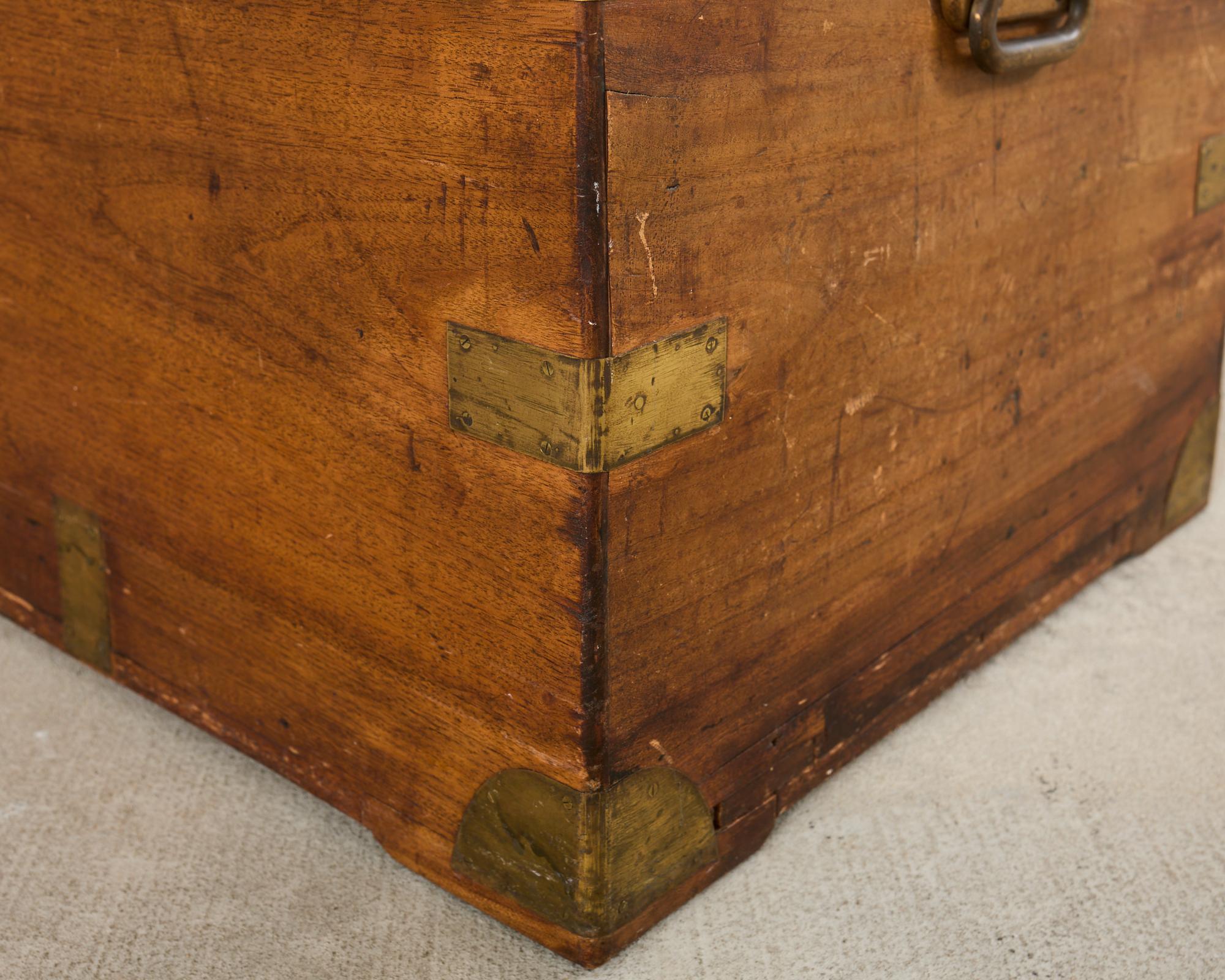 19th Century British Officer's Camphor Wood Brass Campaign Trunk For Sale 14