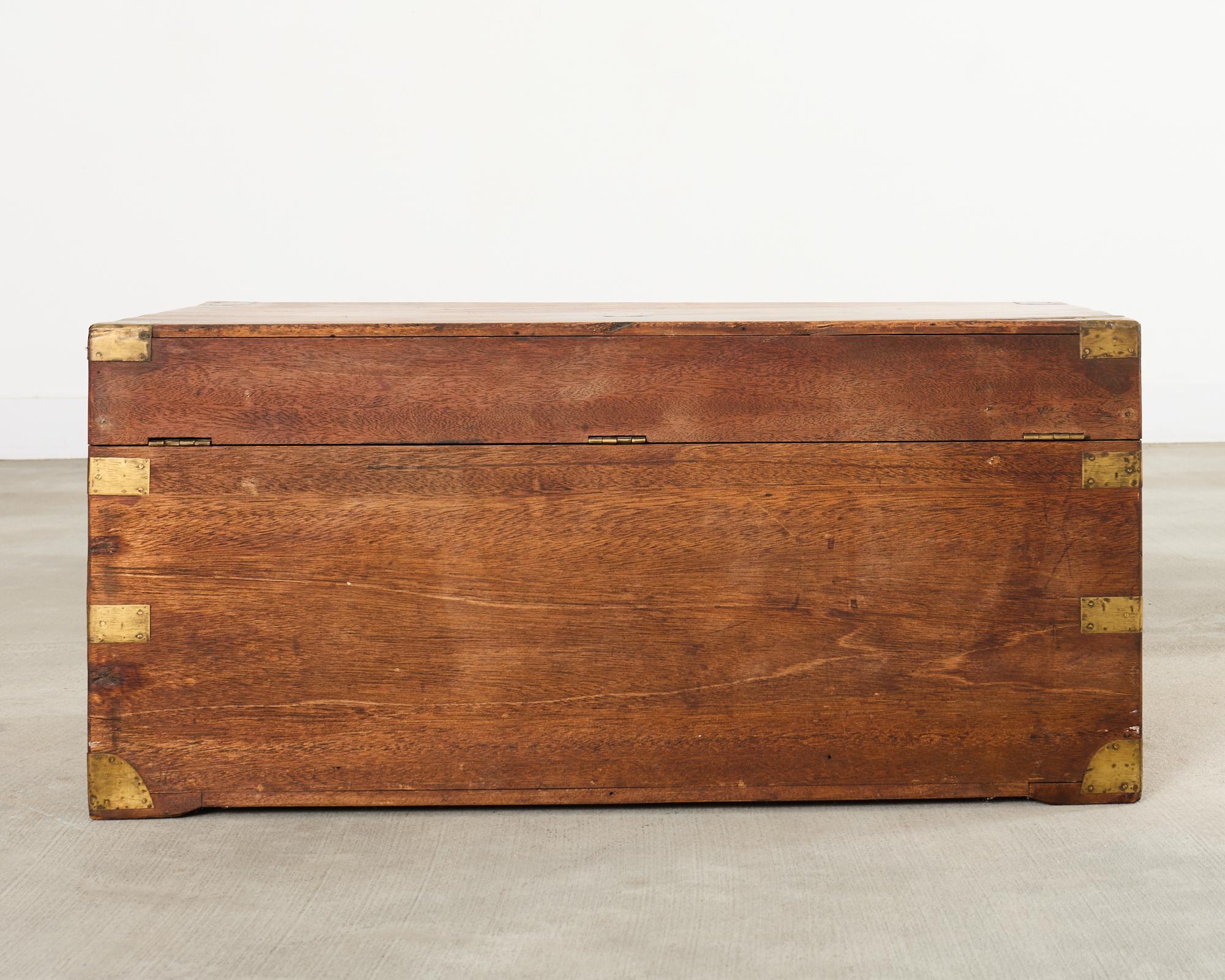 19th Century British Officer's Camphor Wood Brass Campaign Trunk For Sale 15