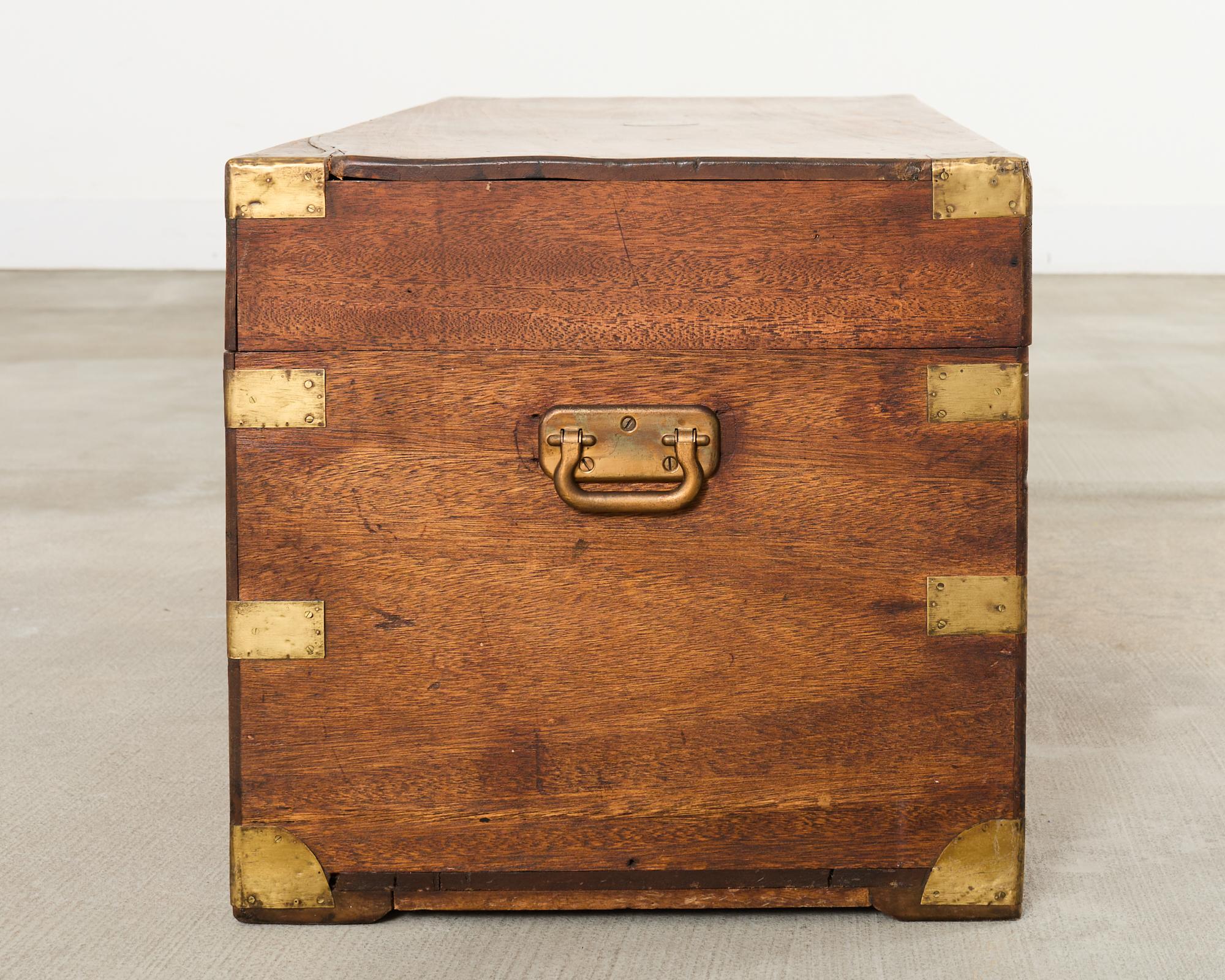 19th Century British Officer's Camphor Wood Brass Campaign Trunk For Sale 1