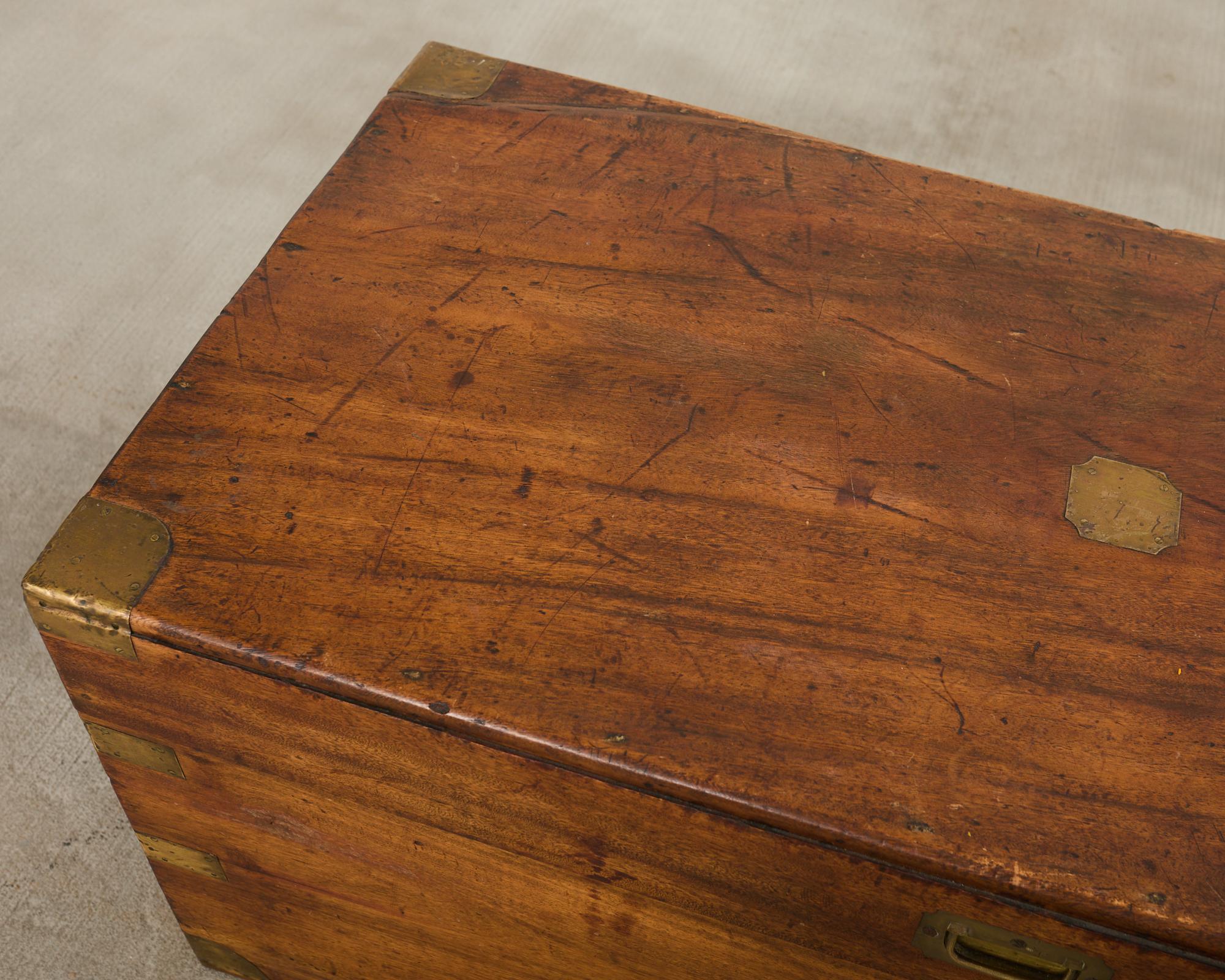 19th Century British Officer's Camphor Wood Brass Campaign Trunk For Sale 4