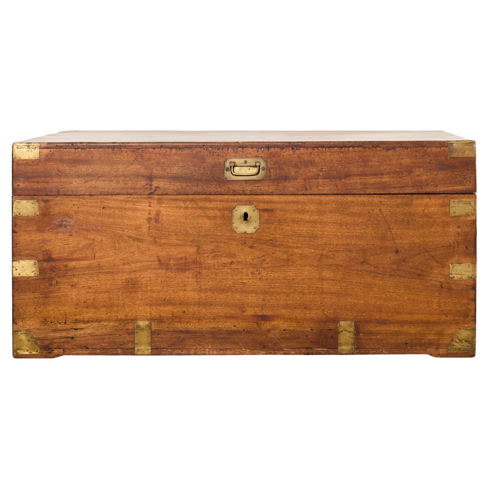 19th Century British Officer's Camphor Wood Brass Campaign Trunk For Sale