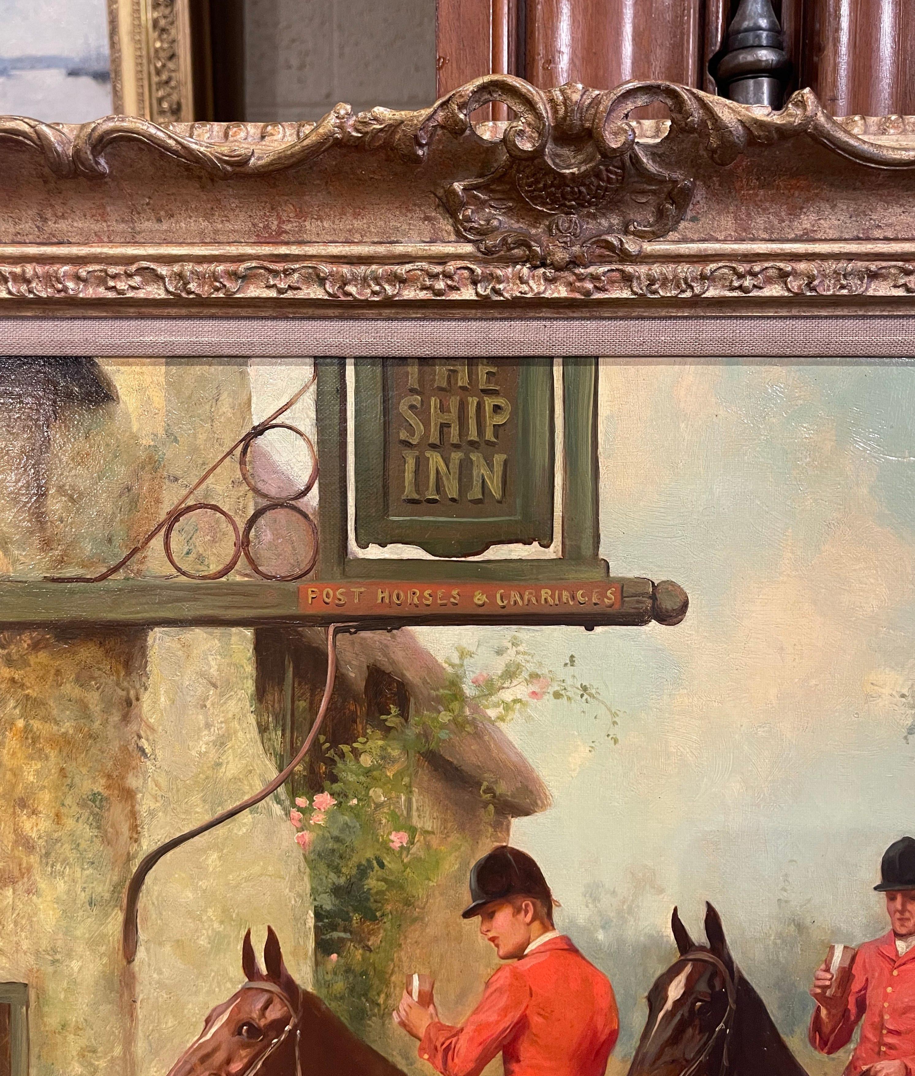 Peinture à l'huile sur toile britannique du 19ème siècle représentant une chasse dans un cadre doré, signée K. Wardle en vente 5