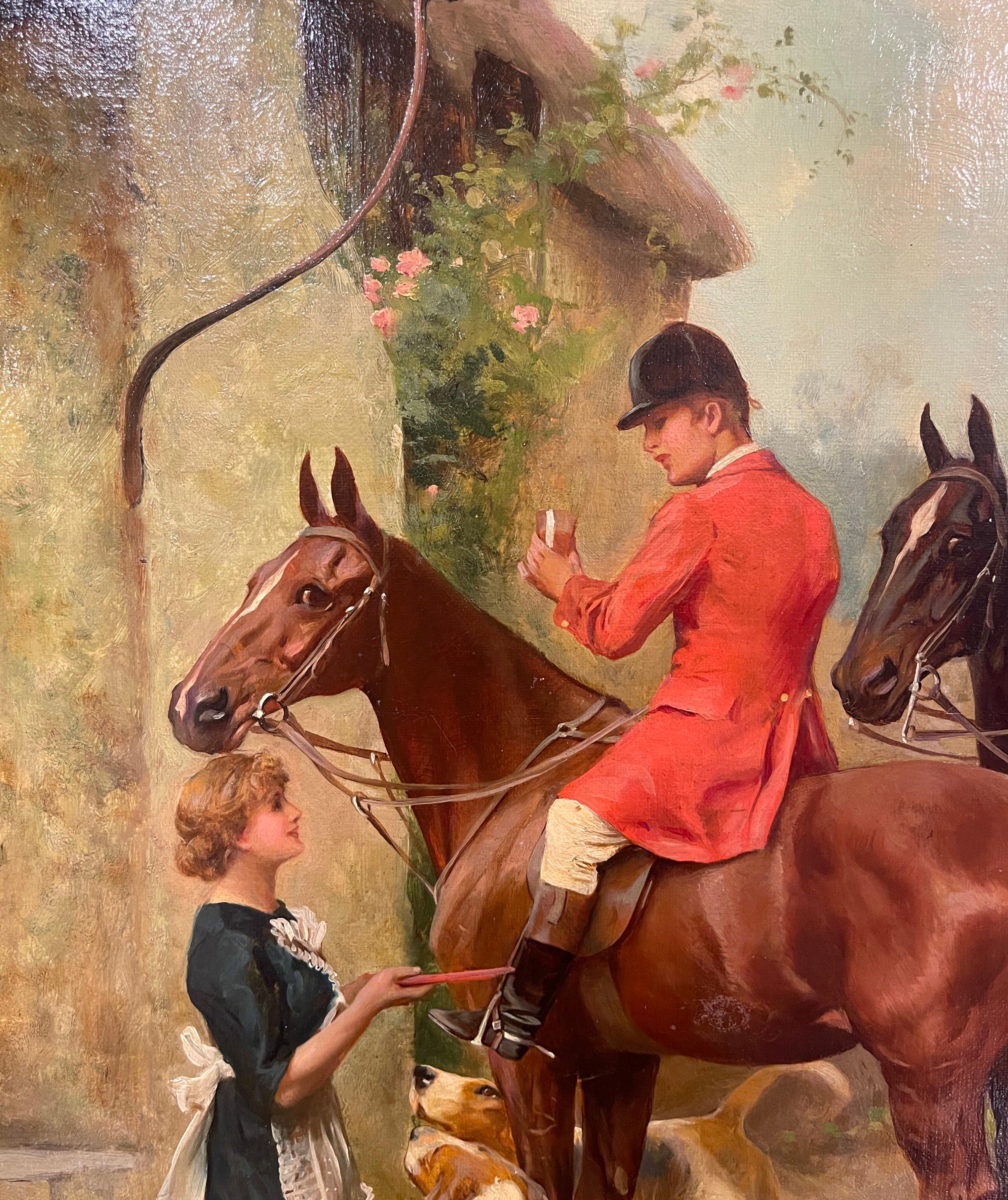 Peinture à l'huile sur toile britannique du 19ème siècle représentant une chasse dans un cadre doré, signée K. Wardle en vente 1