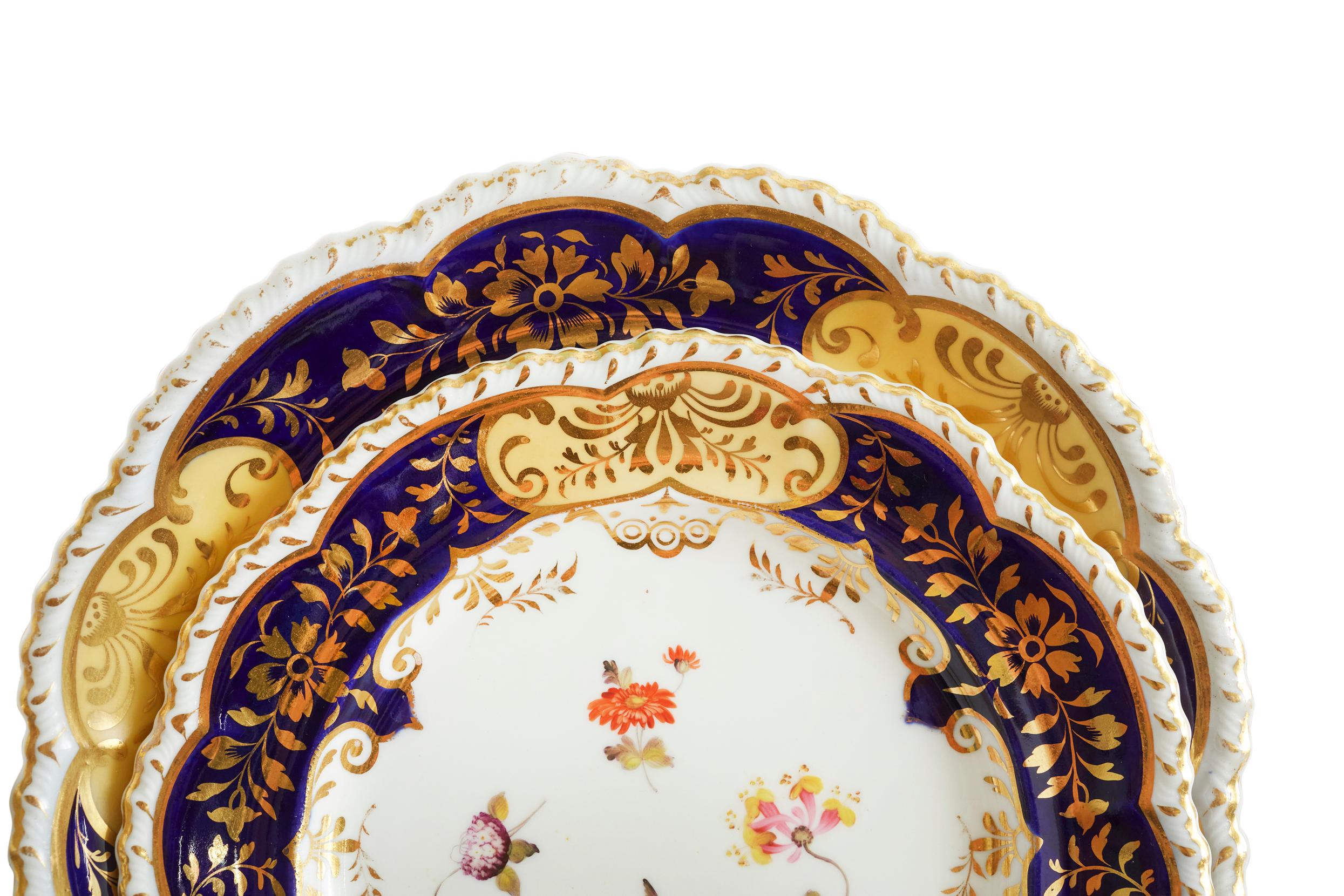 Hand-Carved 19th Century British Porcelain Dinnerware Service For Sale