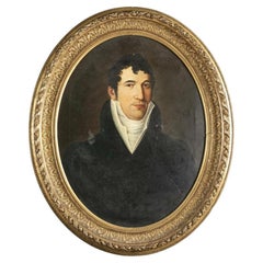 19th Century British Regency Era Portrait of a Man Oil on Canvas Painting