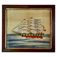 Antique 19th Century British Sailor’s Woolie of a Ship-of-the-Line, circa 1840