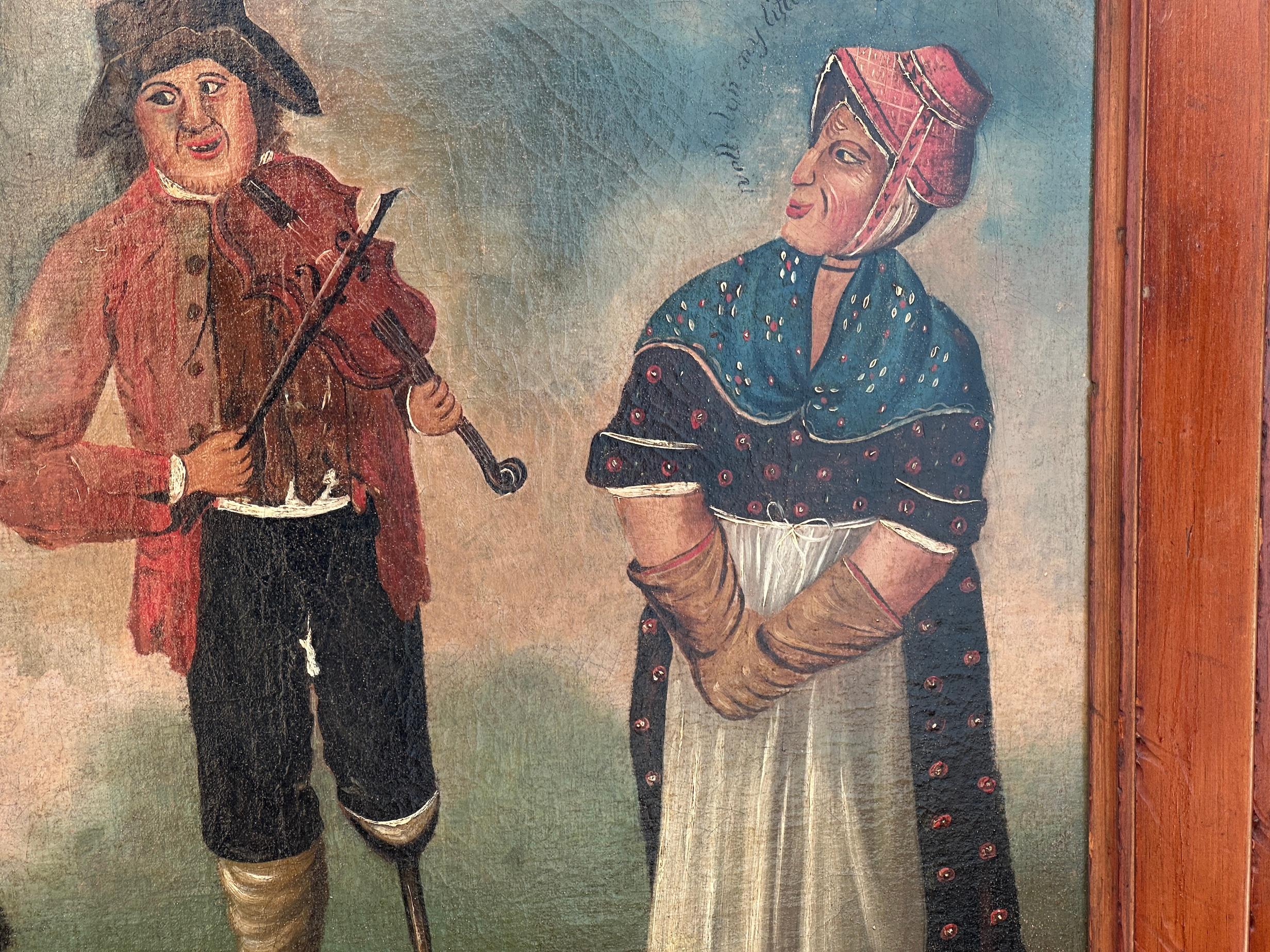 Anonym (Englische Schule)
Die Balladensänger, ca. 1820
Öl auf Leinwand

Lebendig, theatralisch und voller Charme ist The Ballad Singers ein selten erhaltenes Beispiel für die englische Volkskunst des frühen 19. Jahrhunderts, das ein Stück