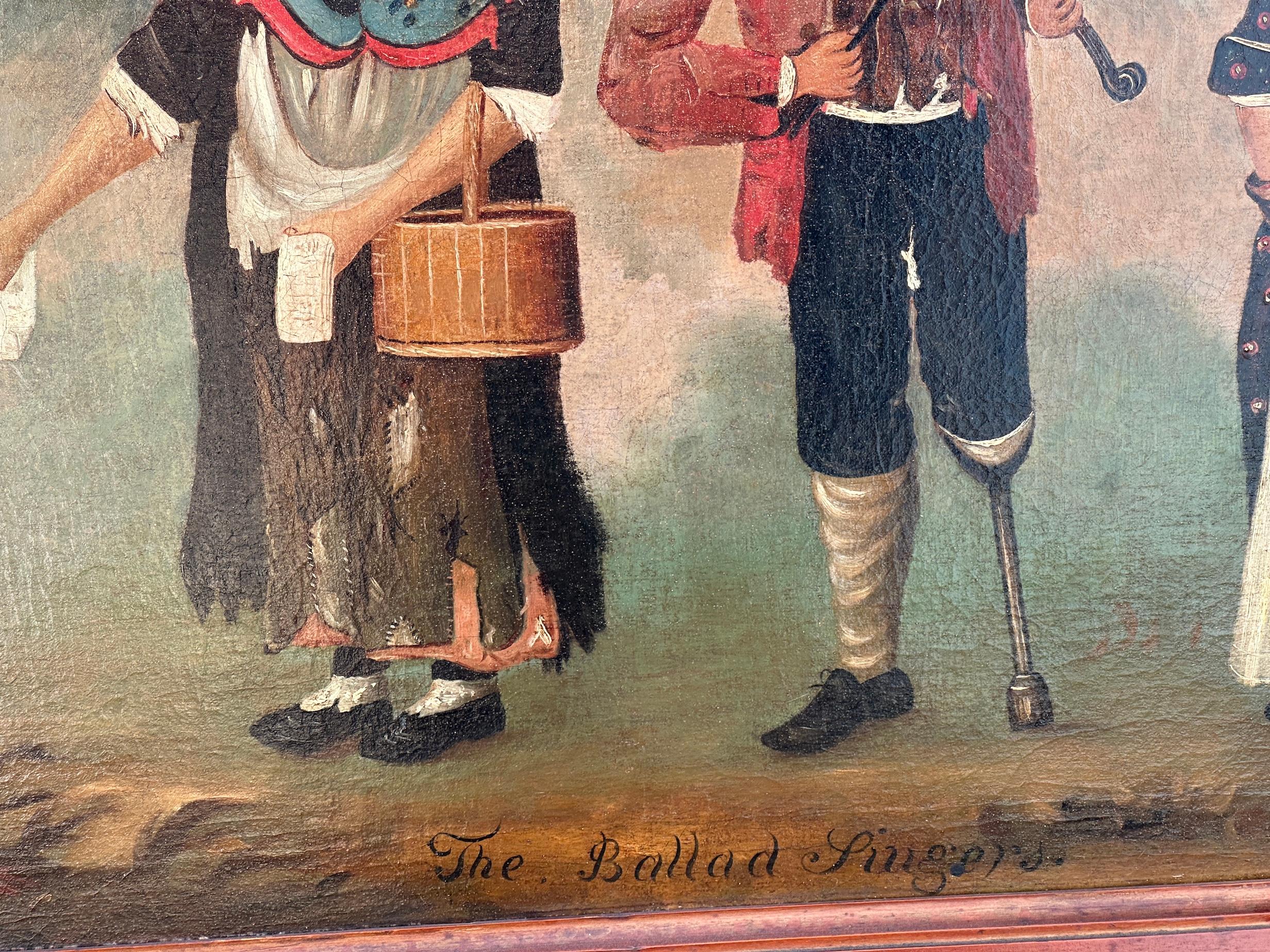 Britische Volkskunst des 19. Jahrhunderts, Sänger, die über Napoleon in einer Landschaft singen im Angebot 1