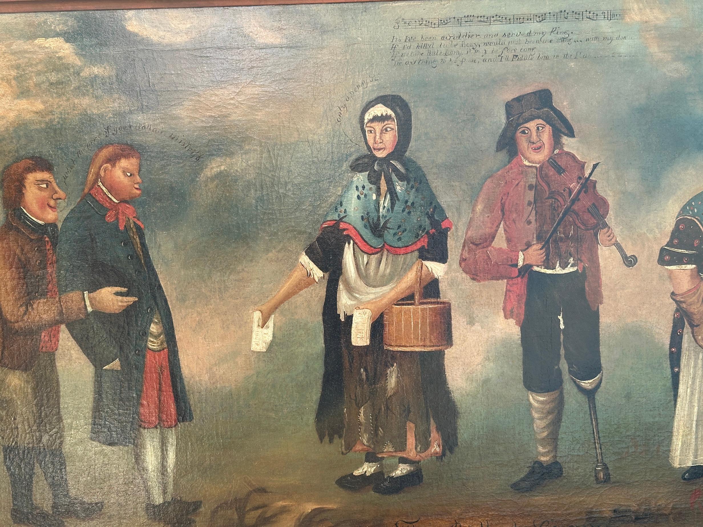 Britische Volkskunst des 19. Jahrhunderts, Sänger, die über Napoleon in einer Landschaft singen im Angebot 3
