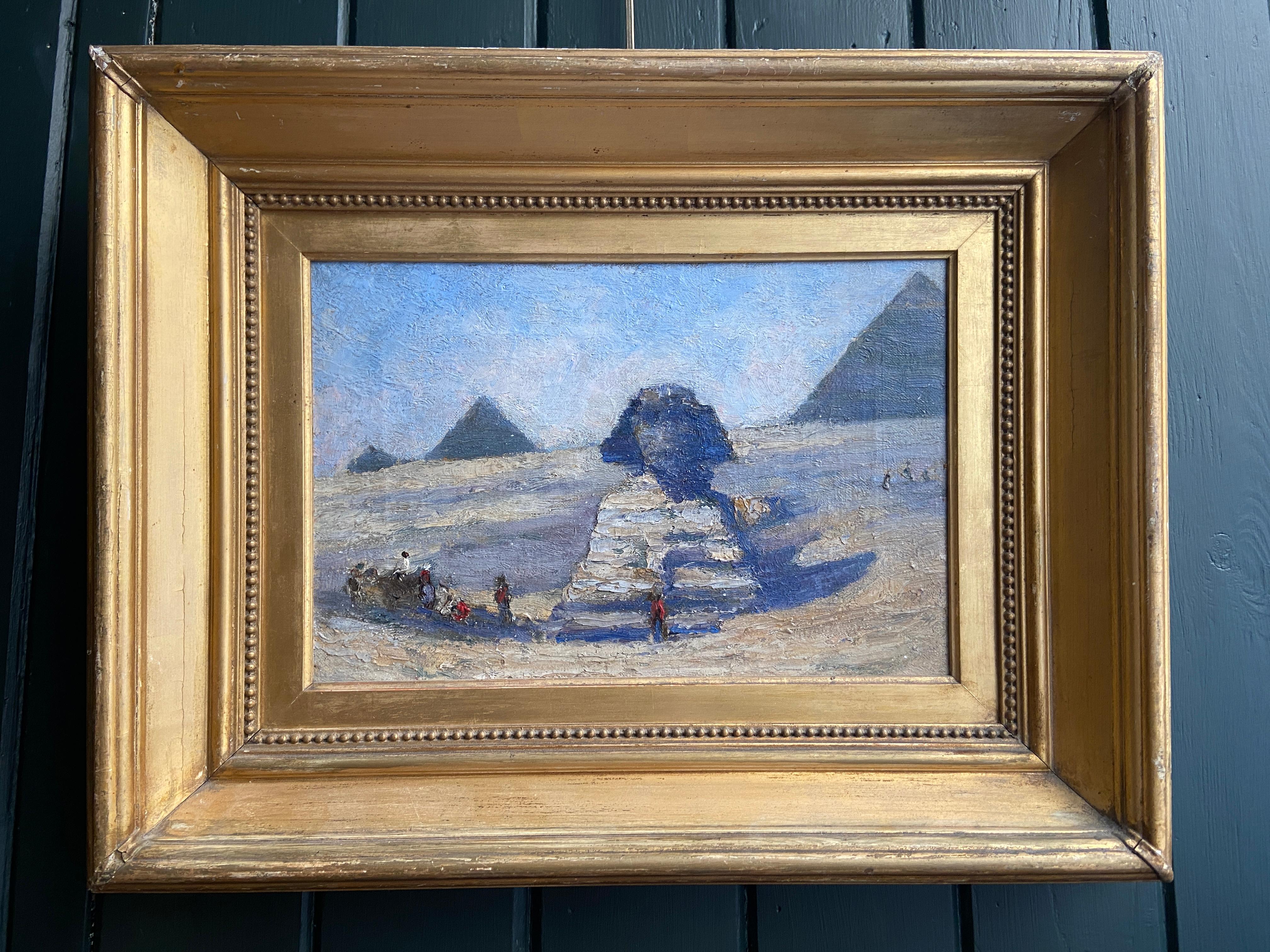A View of the Great Sphinx and the Pyramids of Giza, 19th Century British School - Painting by 19th century British School