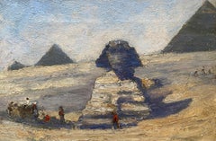 View of the Great Sphinx and the Pyramids of Giza, école britannique du 19e siècle