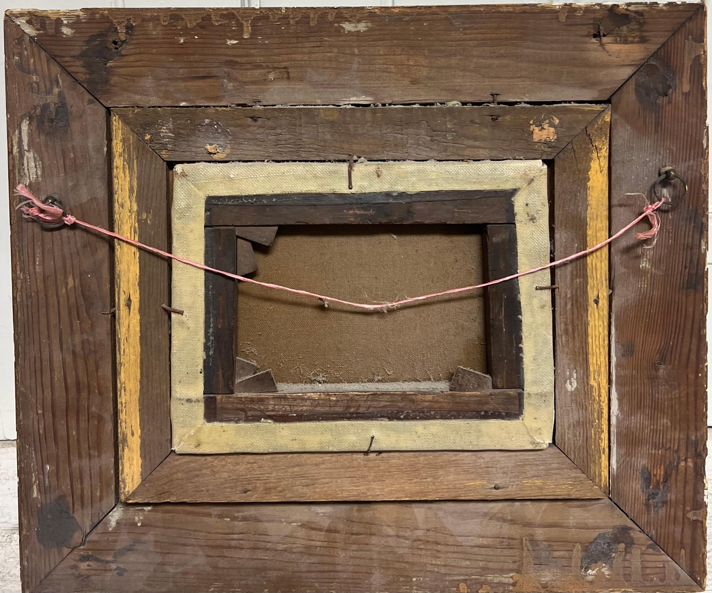 Antique British Oil Painting Fisherman in Beach with his Catch of Fish For Sale 3