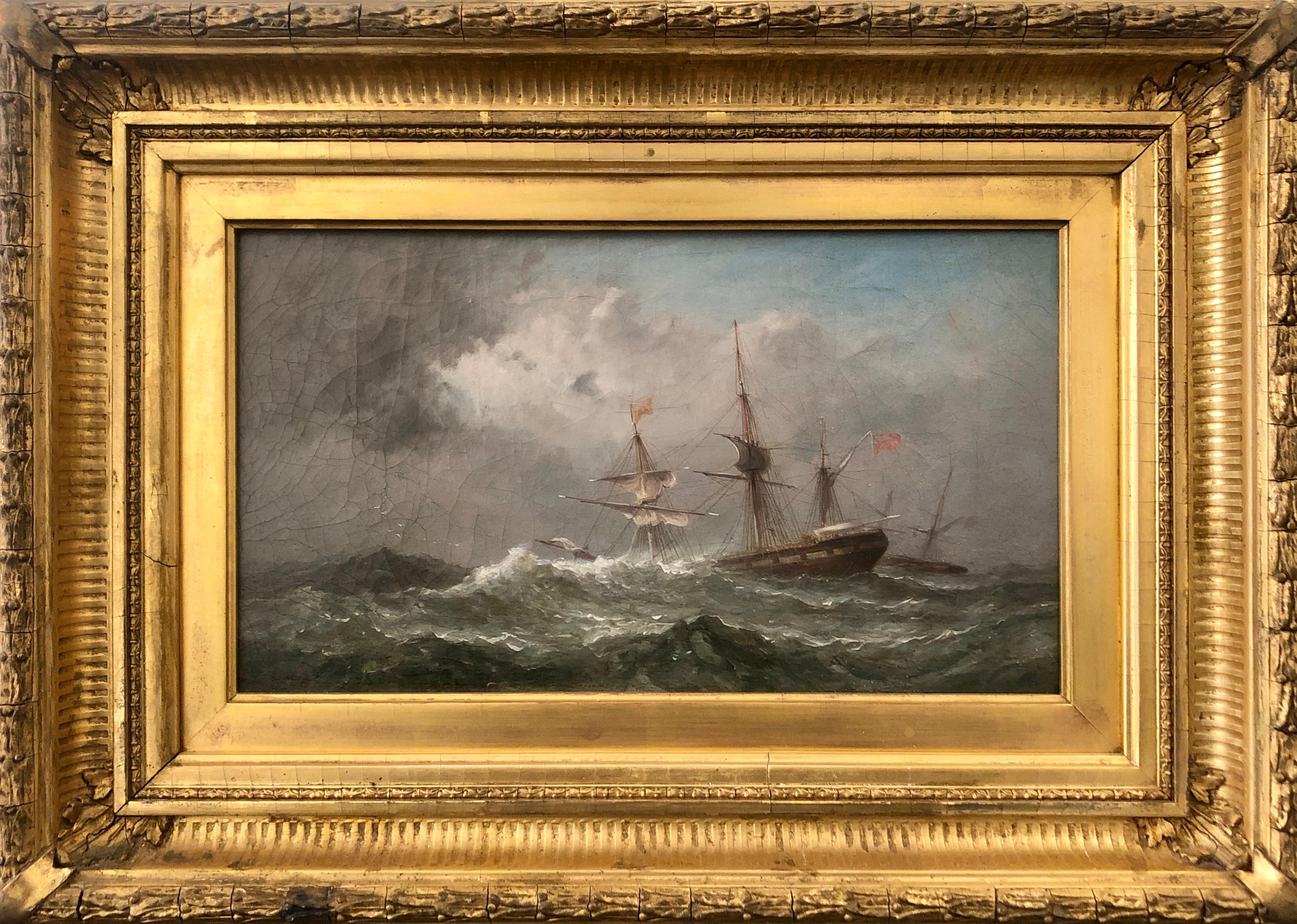 Paire de peintures marines - Painting de 19th Century British School