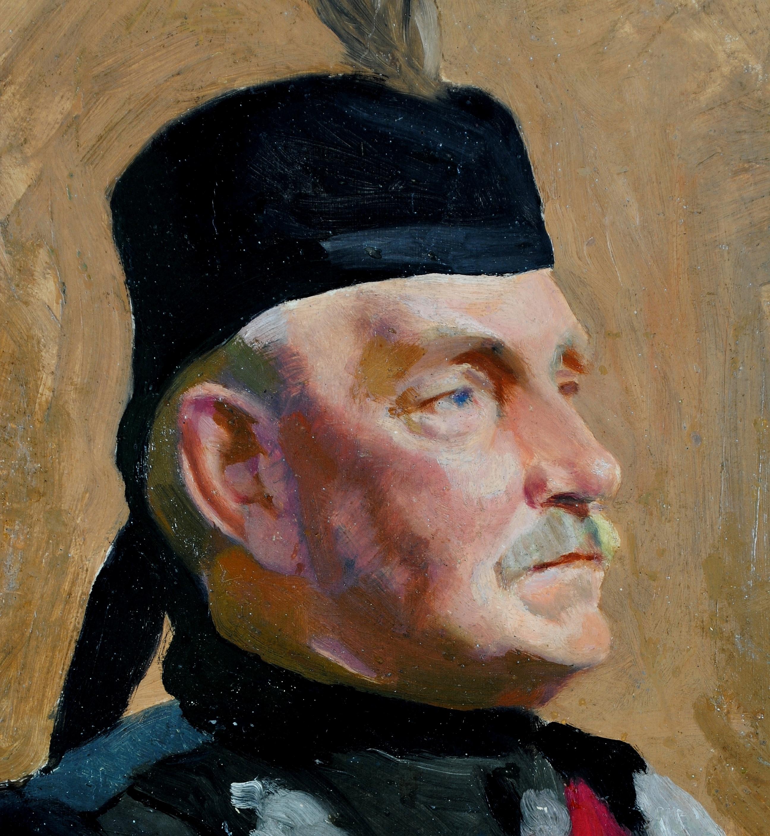 Portrait of an Officer - Antique British Army Military Oil on Board Painting 1