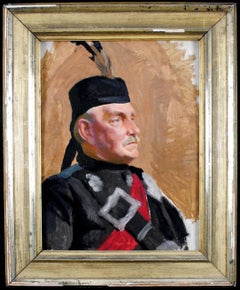 Portrait of an Officer - Antique British Army Military Oil on Board Painting