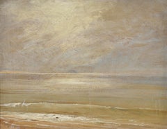 Seascape - 19th Century Impressionist Antique British Moonlit Sea Painting