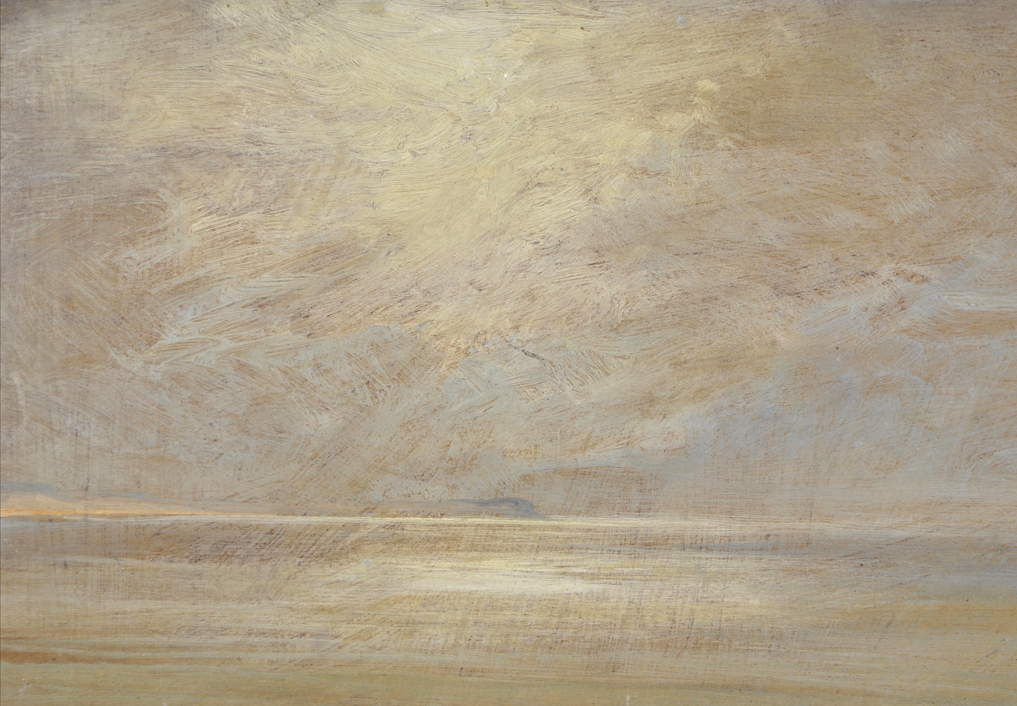 Seascape - 19th Century Impressionist Antique British Moonlit Sea Painting For Sale 3