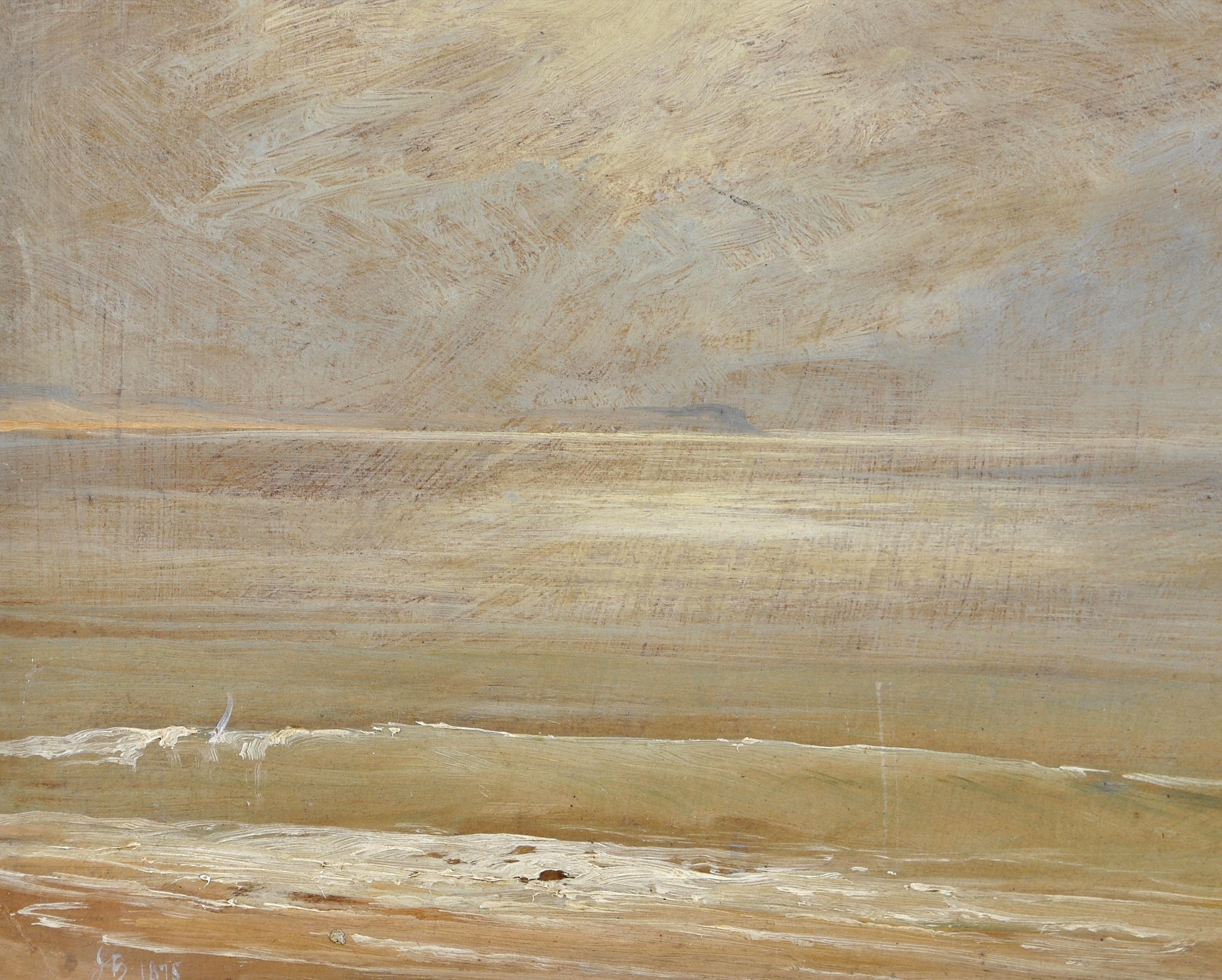 Seascape - 19th Century Impressionist Antique British Moonlit Sea Painting For Sale 4