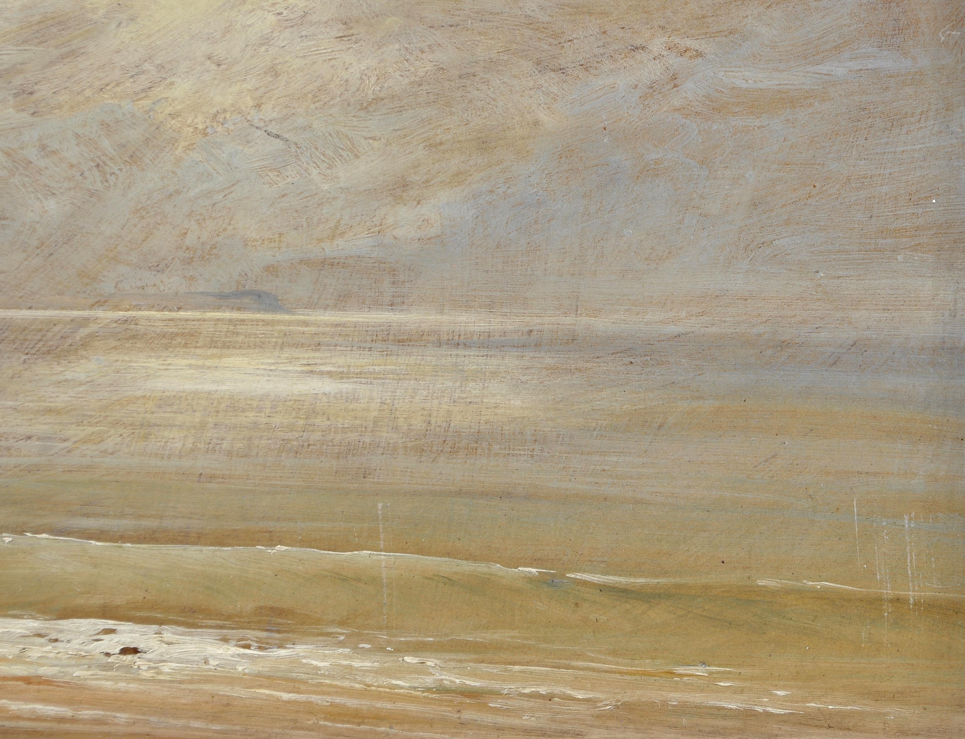 Seascape - 19th Century Impressionist Antique British Moonlit Sea Painting For Sale 5
