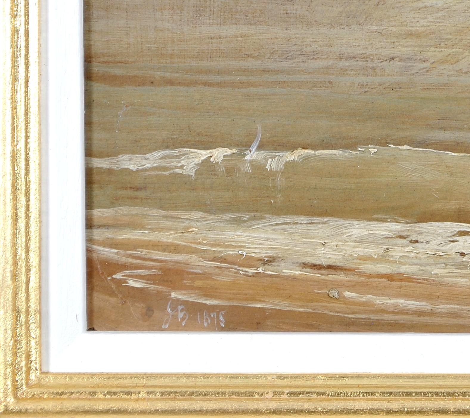 Seascape - 19th Century Impressionist Antique British Moonlit Sea Painting For Sale 5