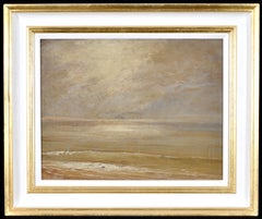 Seascape - 19th Century Impressionist Antique British Moonlit Sea Painting