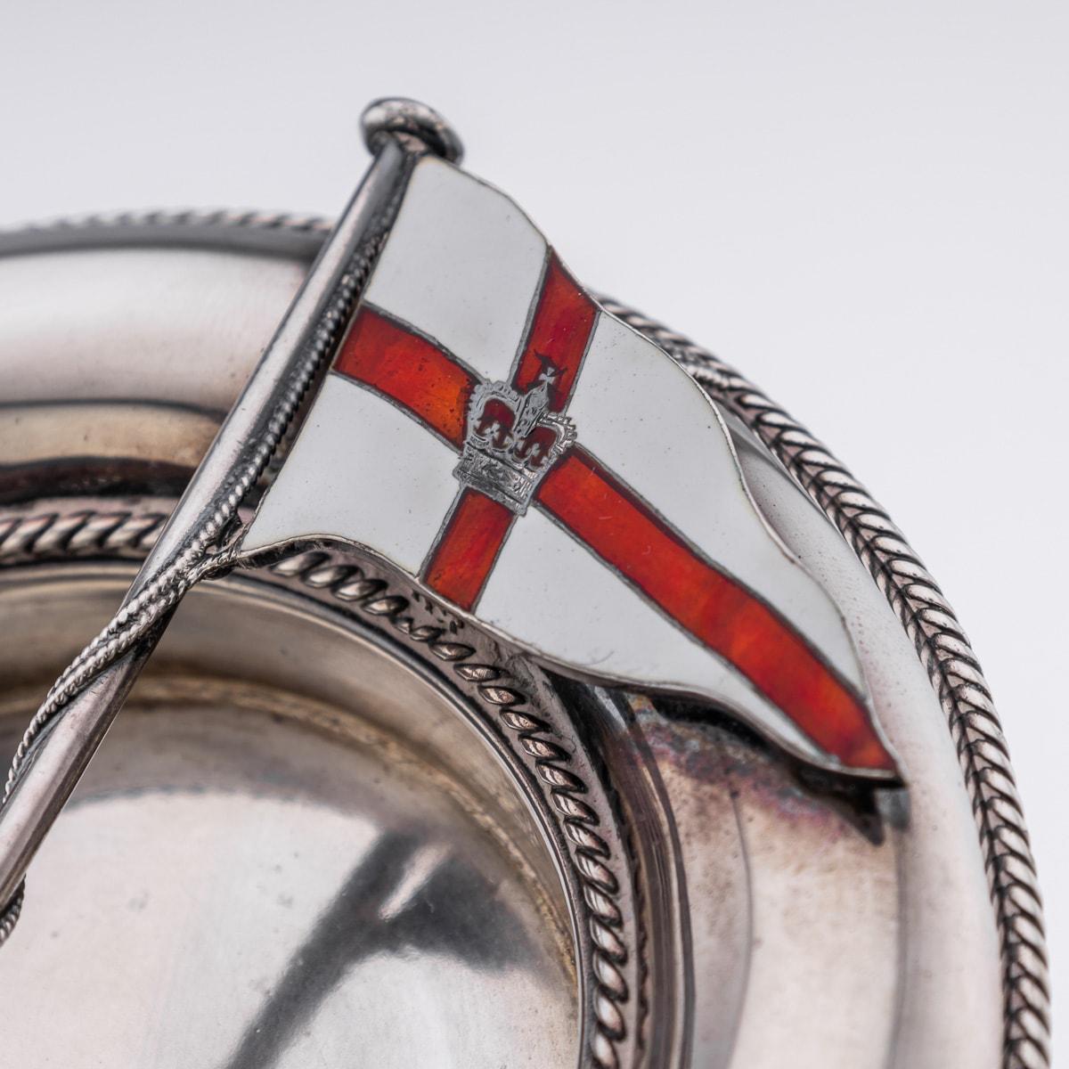 19th Century British Solid Silver & Enamel Ashtray, Royal Yacht Squadron c.1897 In Good Condition In Royal Tunbridge Wells, Kent