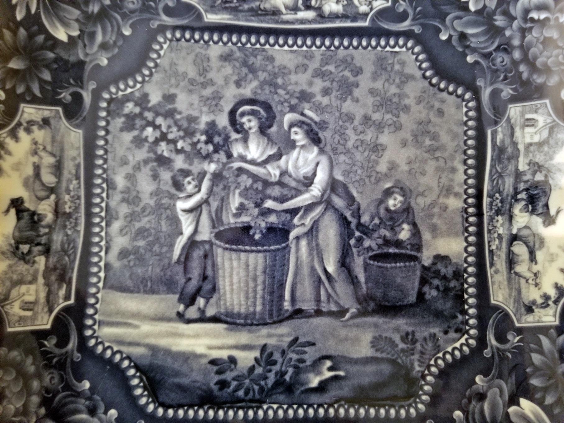 19th Century British Staffordshire Pottery Blue and White Square Plaque 3