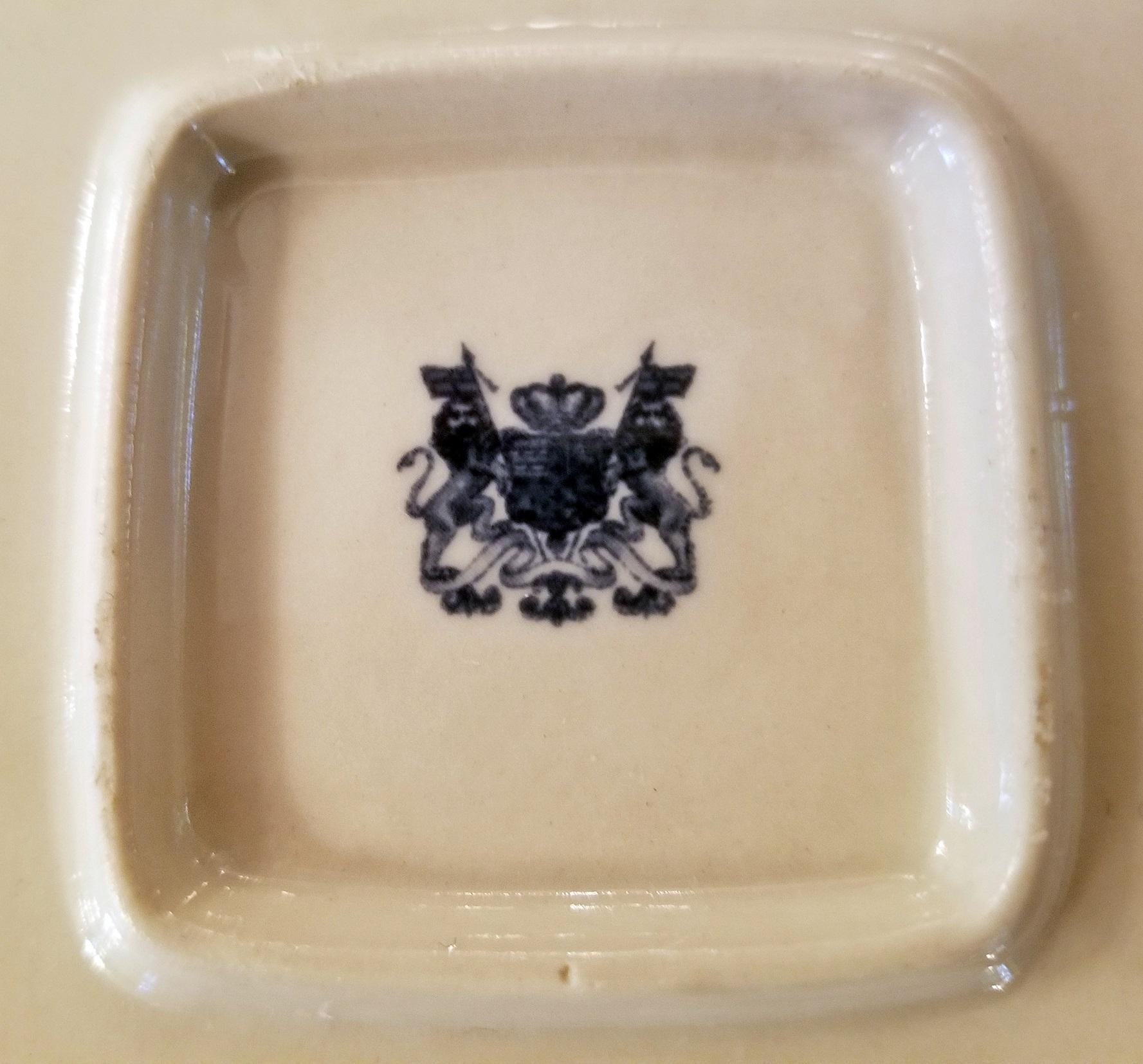 19th Century British Staffordshire Pottery Blue and White Square Plaque In Excellent Condition In Dallas, TX