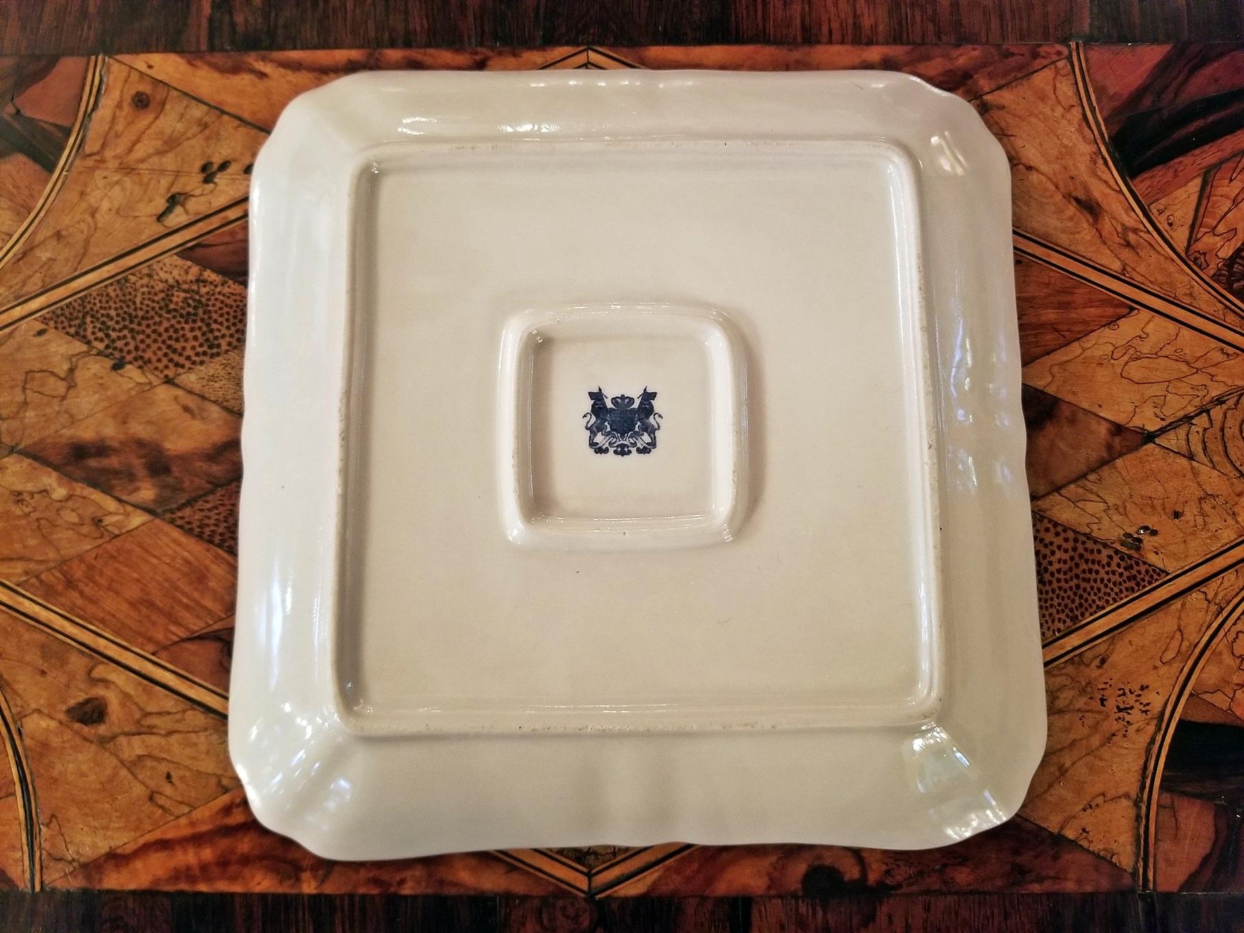 19th Century British Staffordshire Pottery Blue and White Square Plaque 2