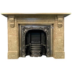 Vintage 19th Century British Swaledale Marble Corbelled Fireplace Surround