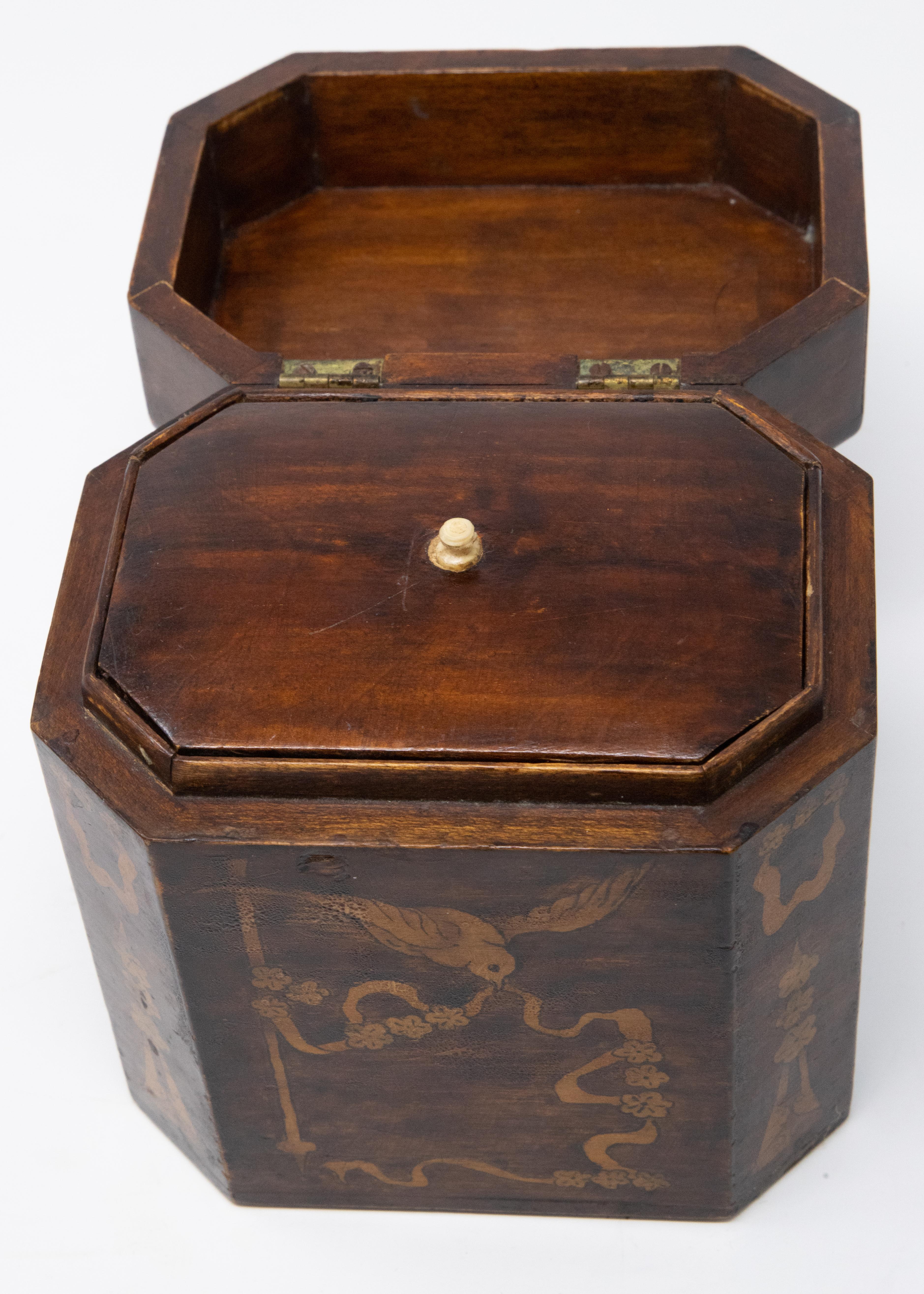 British Tea Caddy with Inlay For Sale 2